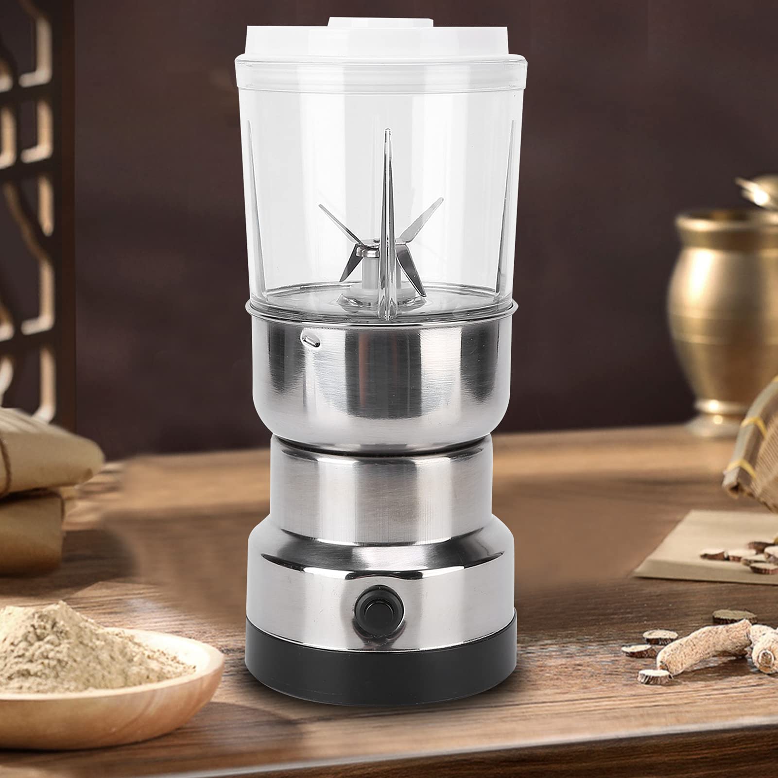 Electric Grain Grinder & Coffee Bean Grinder - 300W Stainless Steel Powder Grinder Machine for Herbs, Grains, Nuts | Automatic Grain Mill Grinder with US Plug 110V | Perfect for Home Kitchen, Coffee Shops & Baking