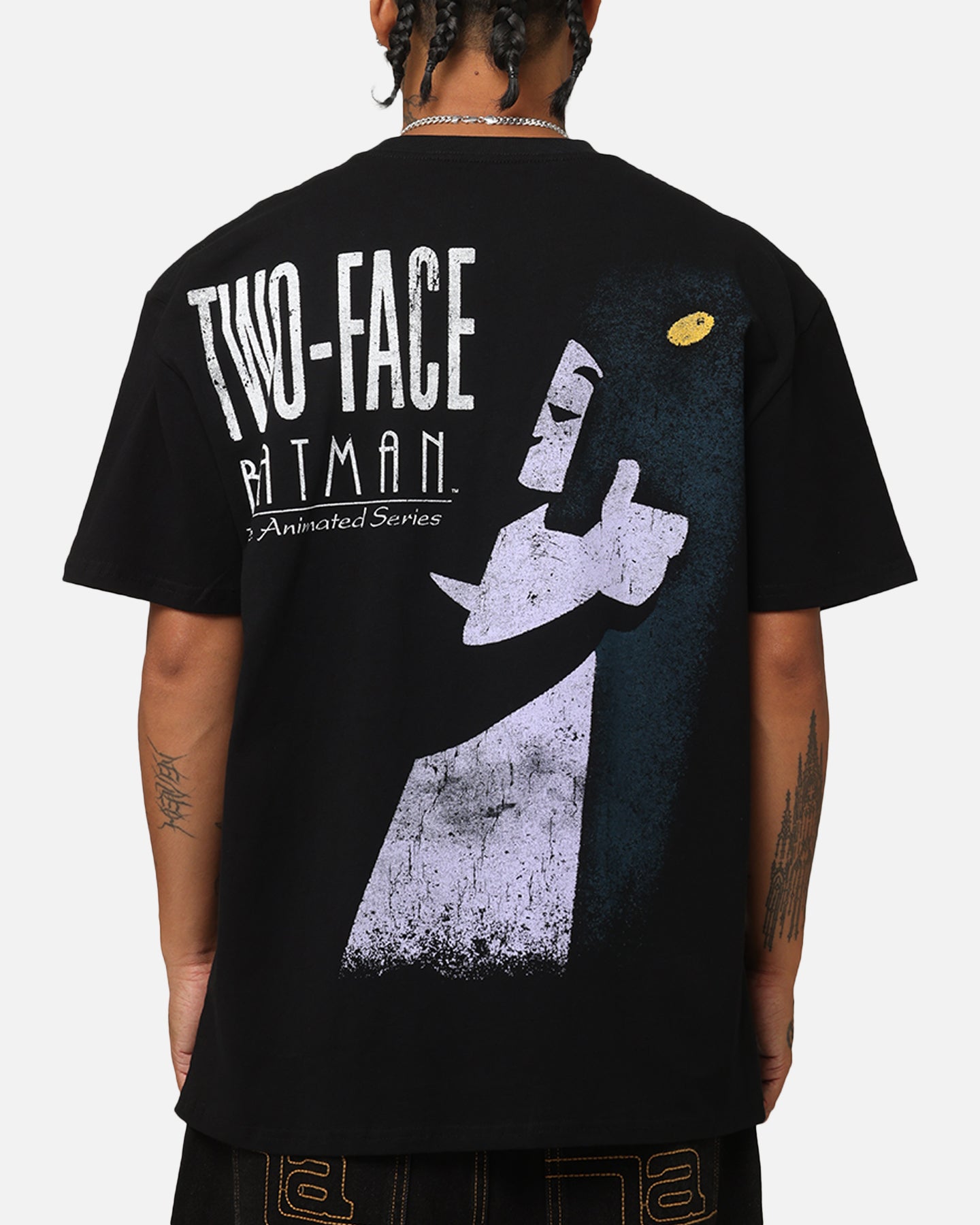 DC Batman Two-Face Heavy Cotton T-Shirt for Men - Black Graphic Tee - Superhero Comic Shirt for Casual Wear & Cosplay
