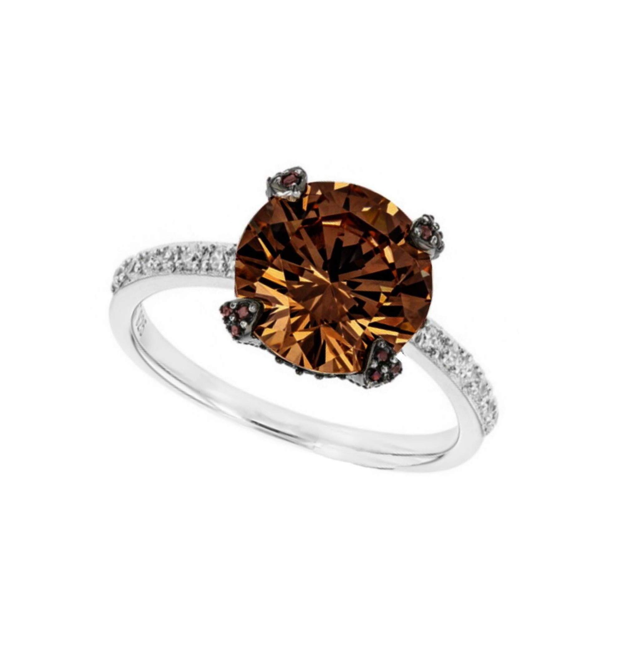 14K White Gold & Silver Solitaire Ring - Chocolate Brown Diamond 5.50 CTW | Elegant Engagement & Wedding Jewelry for Women | Perfect for Proposals, Anniversaries & Special Occasions