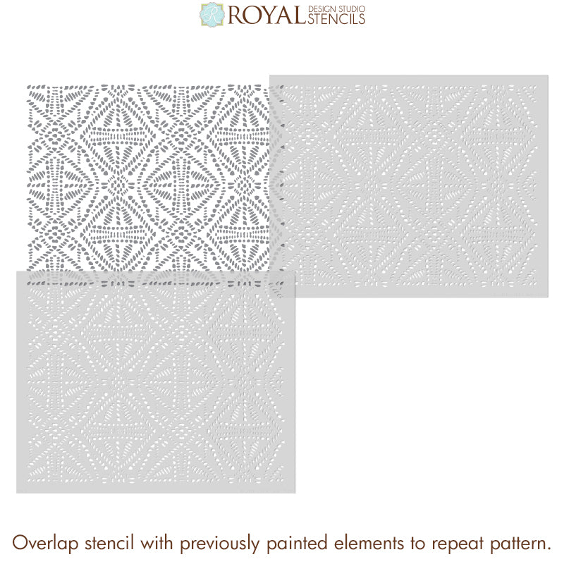 Tribal Batik Allover Wall Stencil - DIY Home Decor Stencil for Wall Painting, Furniture & Crafts | Perfect for Boho, Ethnic & Tropical Room Designs