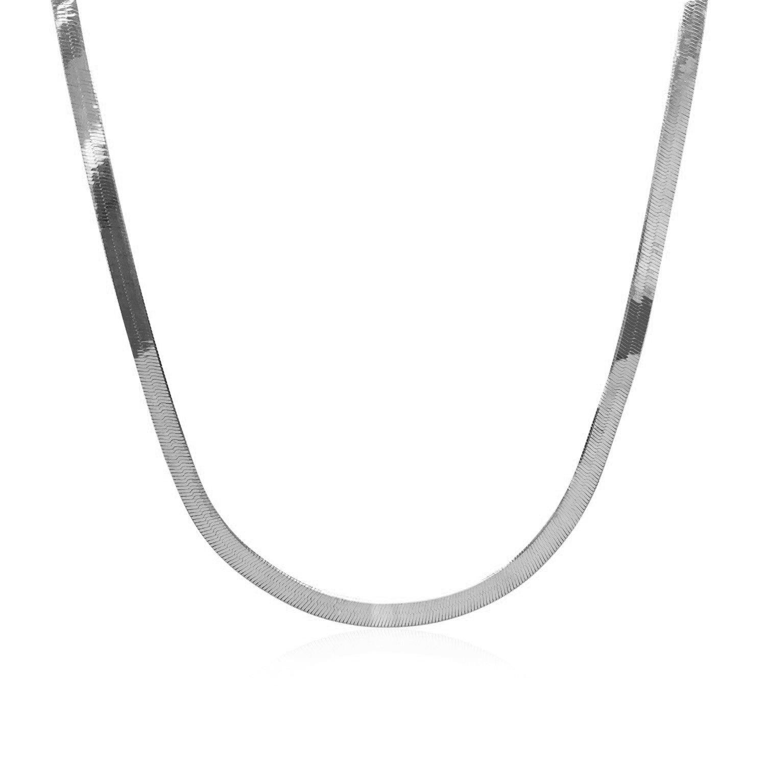 14K White Gold 3.0mm Super Flexible Herringbone Chain Necklace for Women - Perfect for Layering, Everyday Wear & Special Occasions