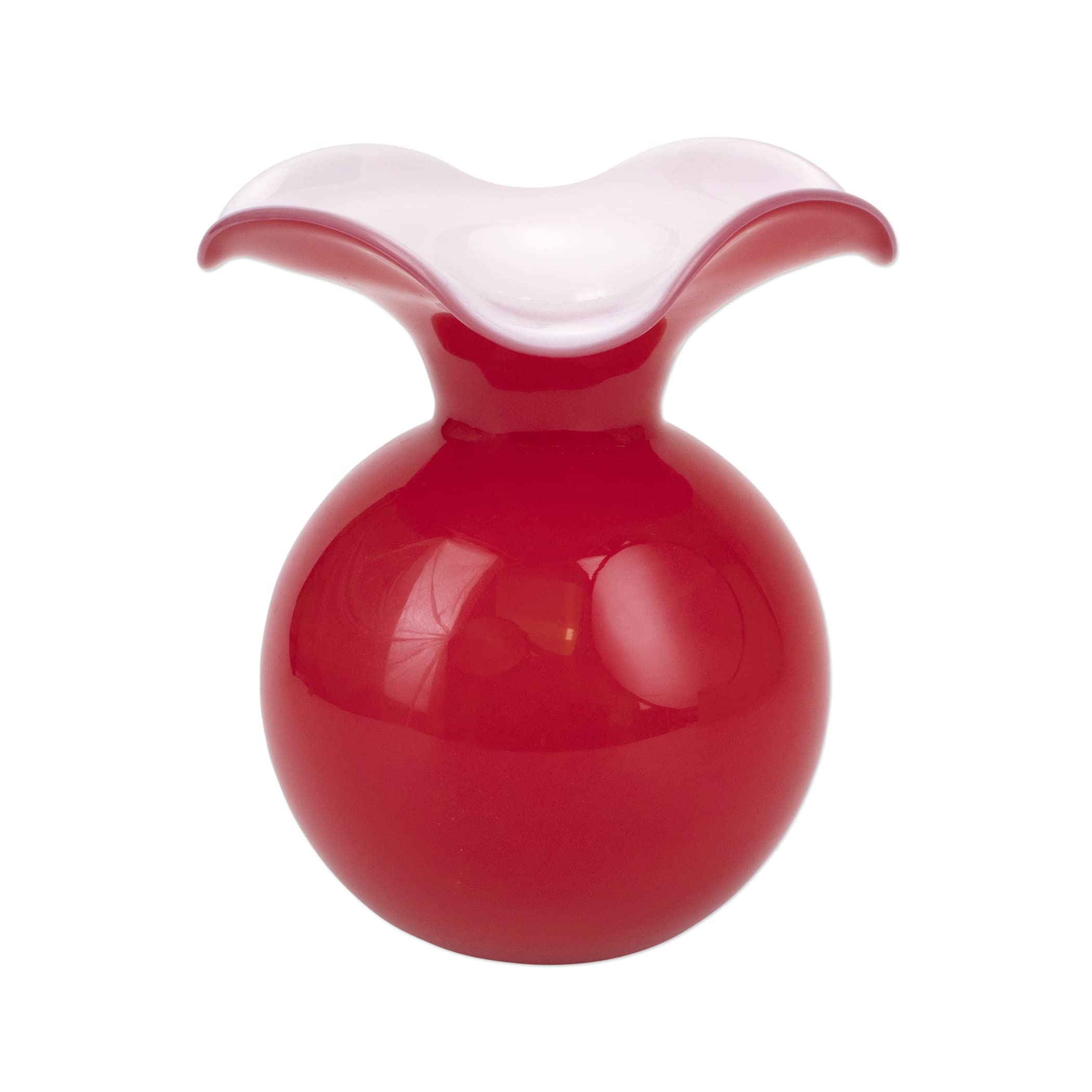 Vietri Hibiscus Glass Red Medium Fluted Vase 9