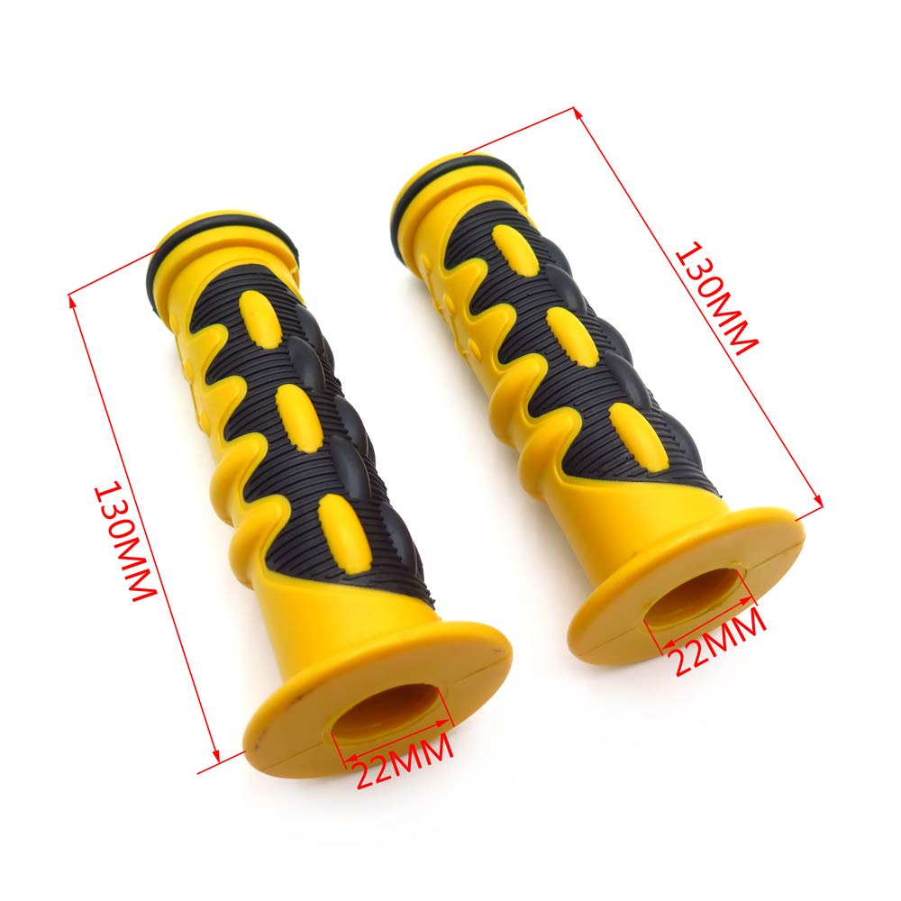 HTTMT XH4076-YELLOW-22 22mm Gel Hand Grips for Motorcycle & ATV - Comfort Ride