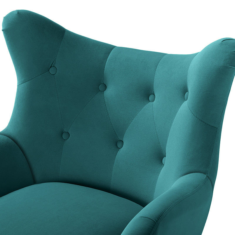 Luxury Isabelle Wingback Velvet Upholstered Armchair - High Back Accent Chair with Sturdy Metal Legs for Living Room, Bedroom & Office Decor