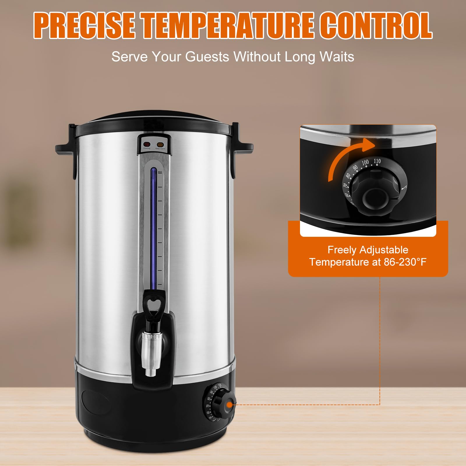 20L Commercial Electric Water Boiler with Spigot - Large Capacity Hot Water Dispenser for Coffee Shops, Milk Tea Stores, Restaurants & Office Break Rooms - Perfect for Making Coffee, Tea, Soups & Instant Meals