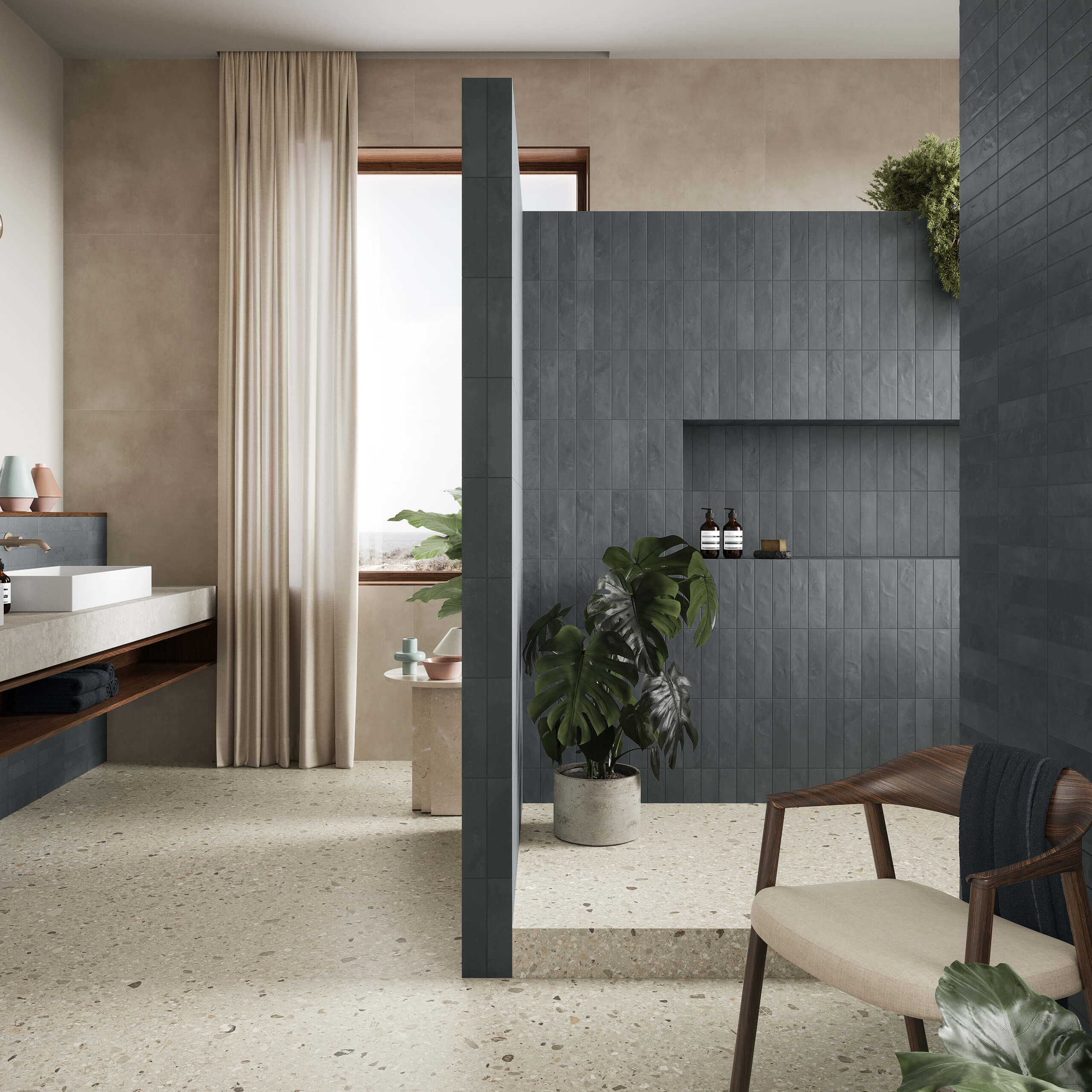 Miniature Ceramic Tile 60x240mm Matt Blue Notte - Perfect for Kitchen Backsplash, Bathroom Walls & Modern Interior Design