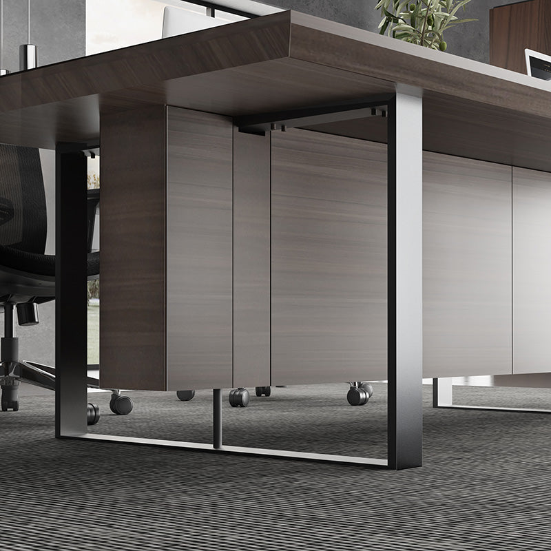 INIGO 8ft Boardroom Meeting Table - Hazelnut & Black Finish - Large Conference Table for Office, Meeting Room, and Corporate Events