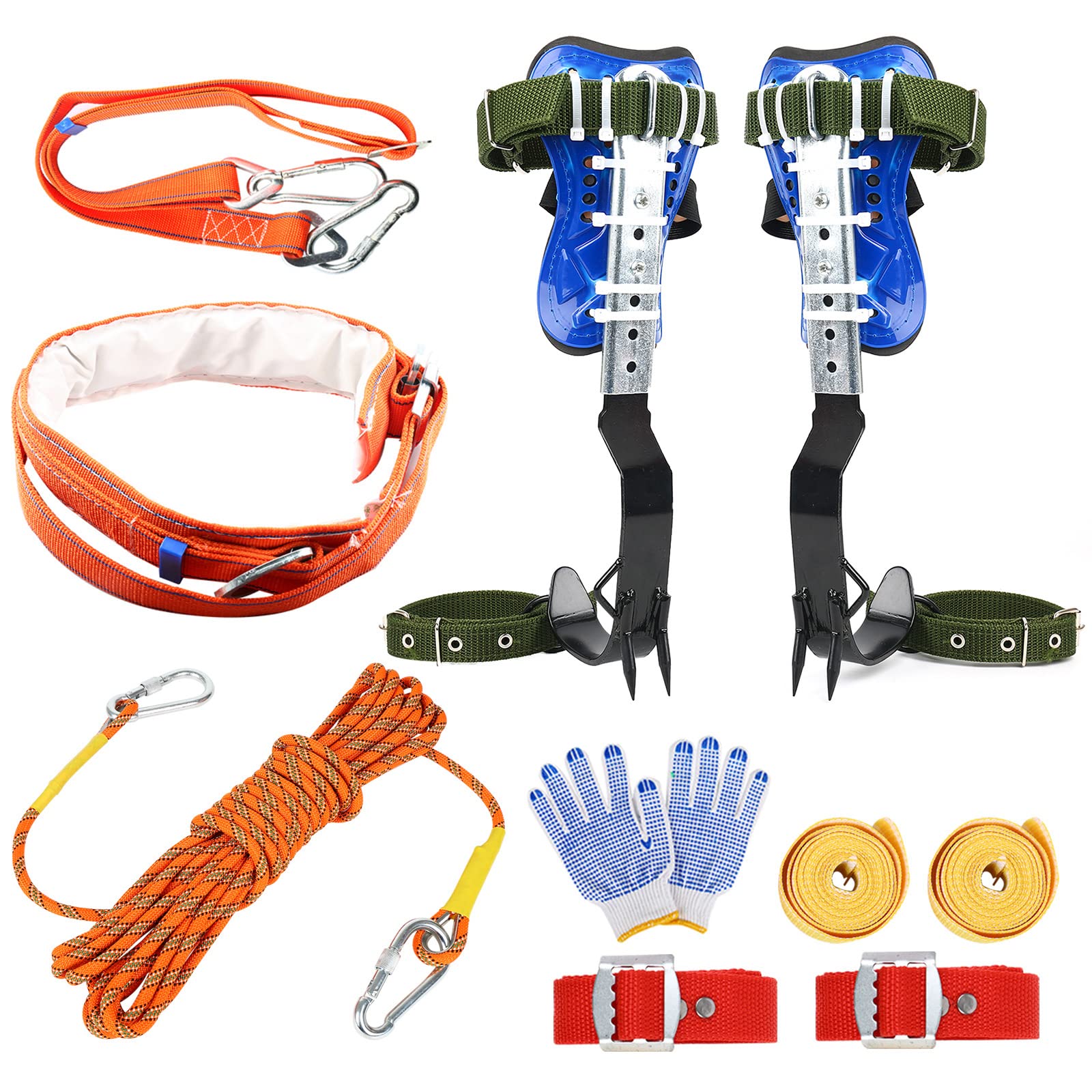 TWSOUL Adjustable Tree Climbing Spikes with Multi-Functional Straps - Professional Climbing Gear for Outdoor Jungle Survival, Fruit Picking, Hunting, and Arborist Work