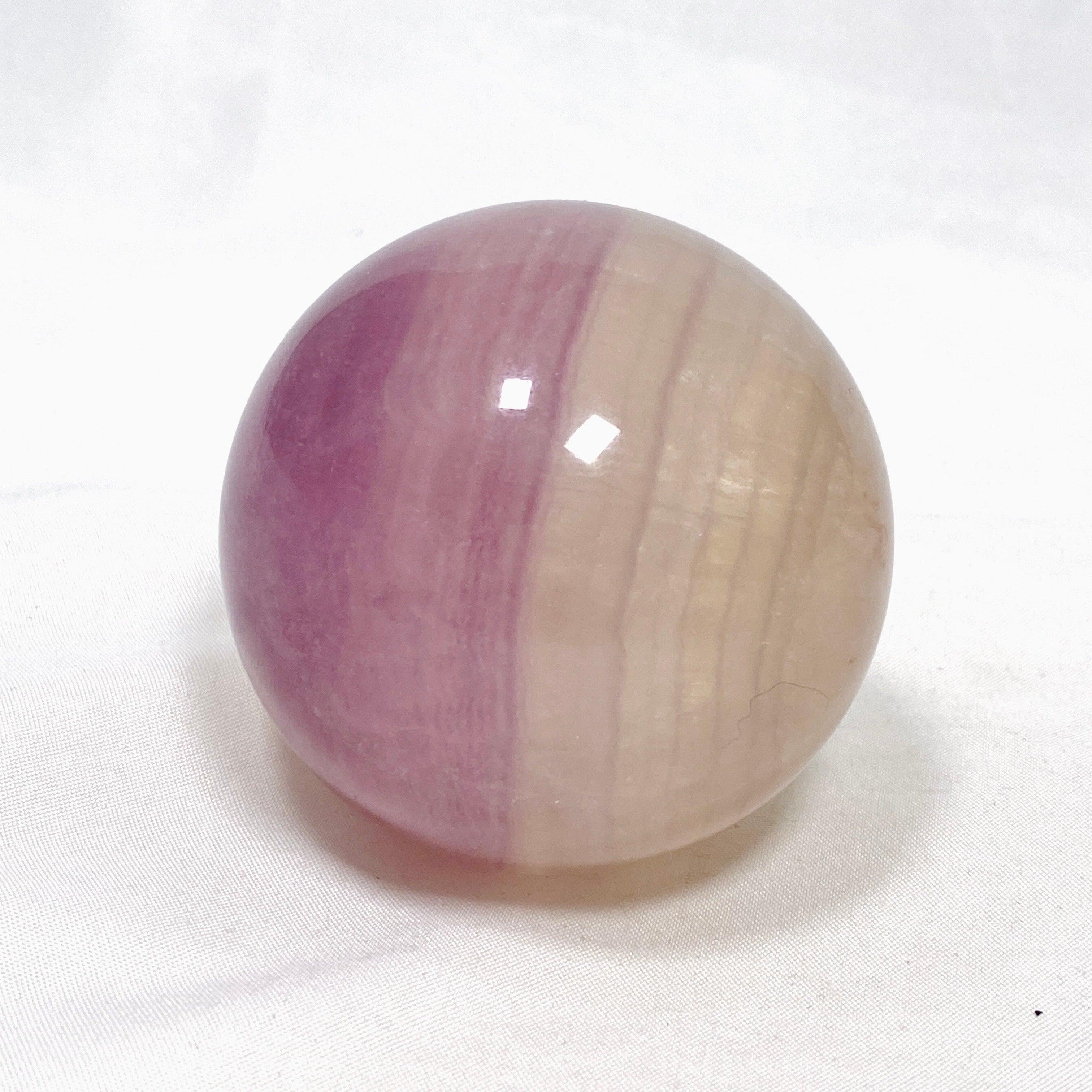 Natural Pink and Yellow Fluorite Sphere - FLS 11 - Healing Crystal for Meditation, Energy Work & Home Decor