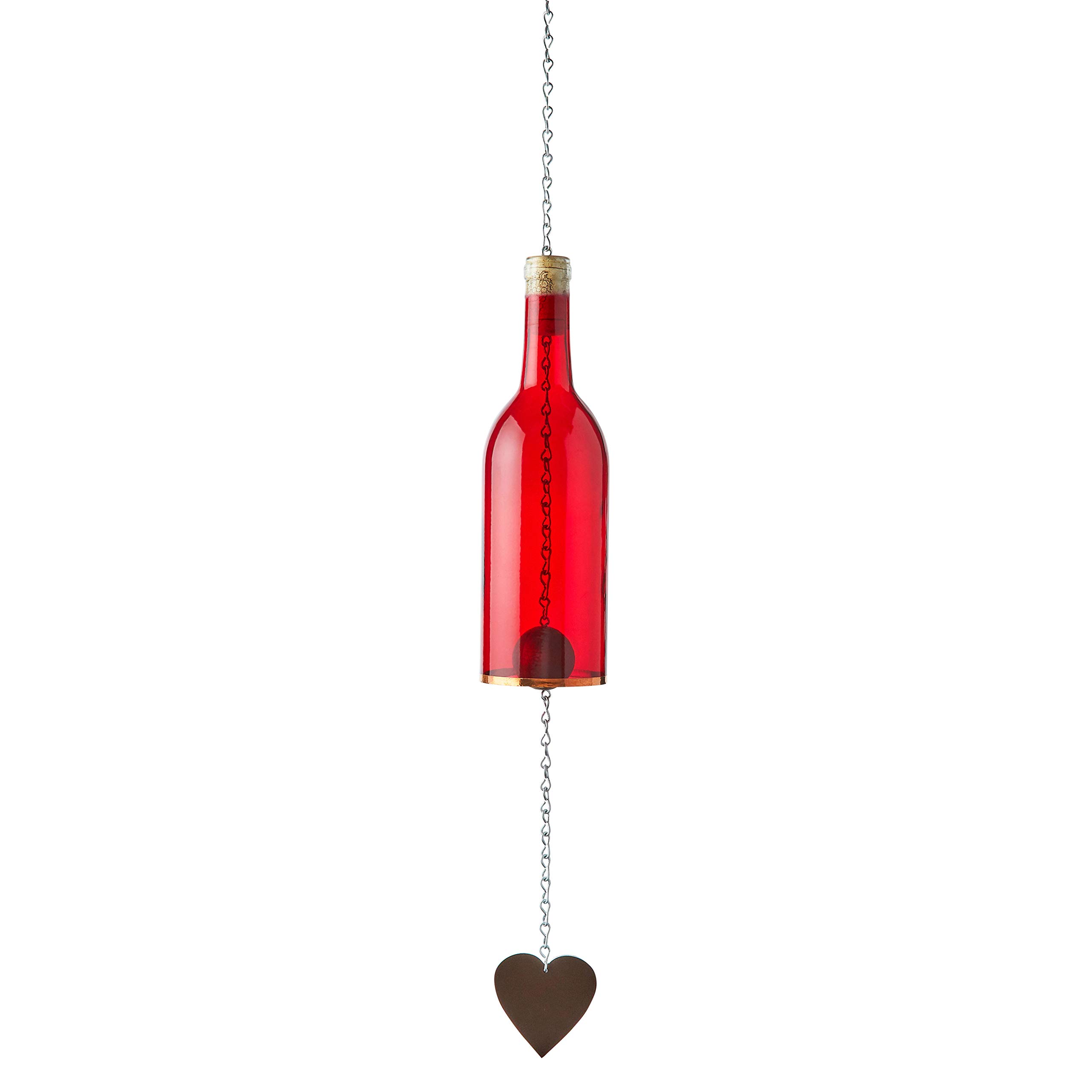 Handmade Wine Bottle Wind Chime - Elegant Indoor & Outdoor Decor, Recycled Glass Bottle Wind Chimes with Sun Catcher - Perfect Housewarming, Birthday, Christmas Gifts for Women (Patio, Garden, Porch Decor)