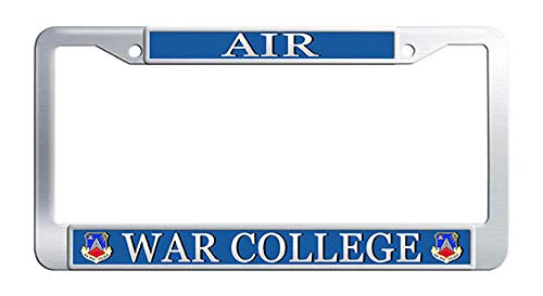 USAF Air War College Stainless Steel License Plate Frame - Durable Auto License Cover Holder for Cars, Trucks & SUVs - Perfect Military Gift for Veterans & Enthusiasts