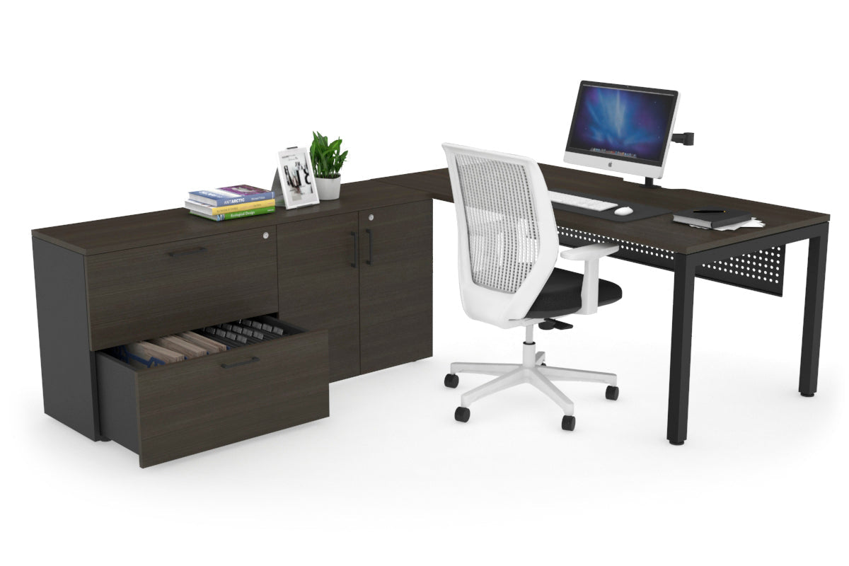 Quadro Square Executive Standing Desk Black Frame [1800L x 800W with Cable Management] - Perfect for Home Office & Modern Workspace Setup