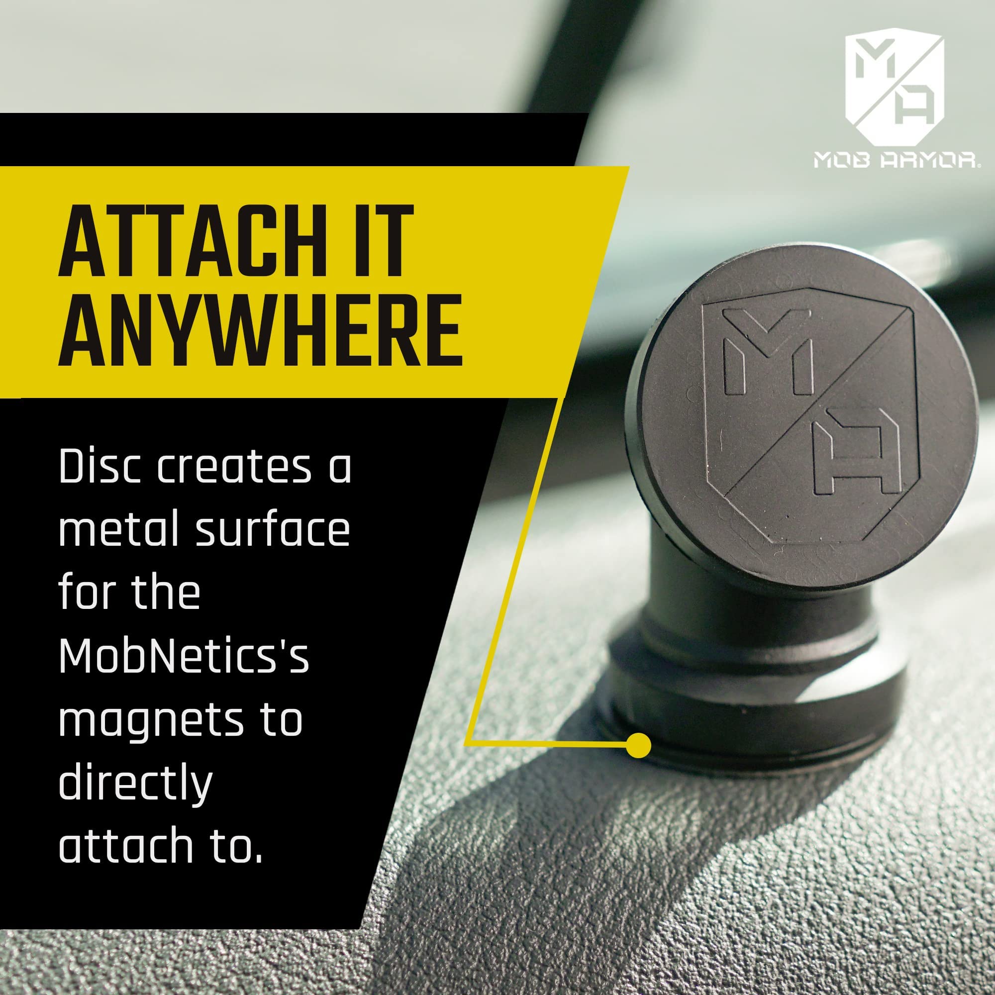 Mob Armor Magnetic Phone Mount Plates - 6 Pack Strong Adhesive Steel Discs for MobNetic Maxx & Car Mounts | Universal Phone Magnet Plates | Durable Vehicle Accessory (Black) | Perfect for Hands-Free Driving, GPS Navigation & Dashcam Setup