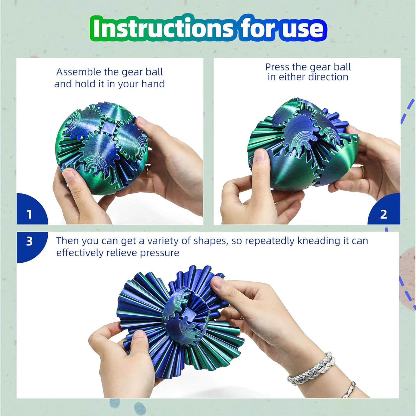 3D Printed Gear Sphere Fidget Toy - Stress Relief & Anxiety Relaxation for Kids & Adults - Perfect for Christmas, Birthday Gifts (Red) - Great for Office, School, Travel and Home Use
