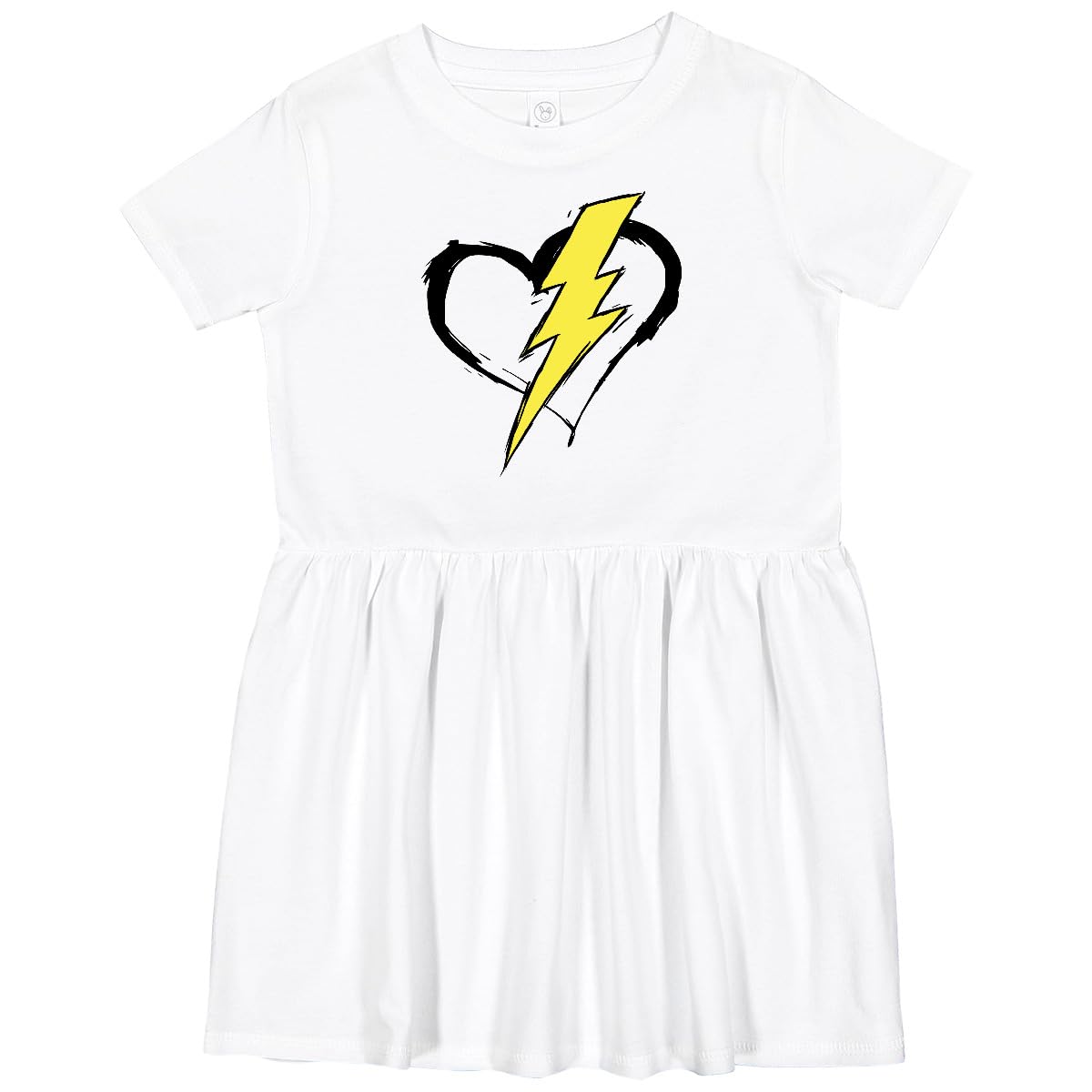 Inktastic Lightning Bolt Heart Toddler Dress - Cute Graphic Tee for Baby Girls, Soft Cotton Comfort, Fun Casual Outfit for Playdates & Family Photos