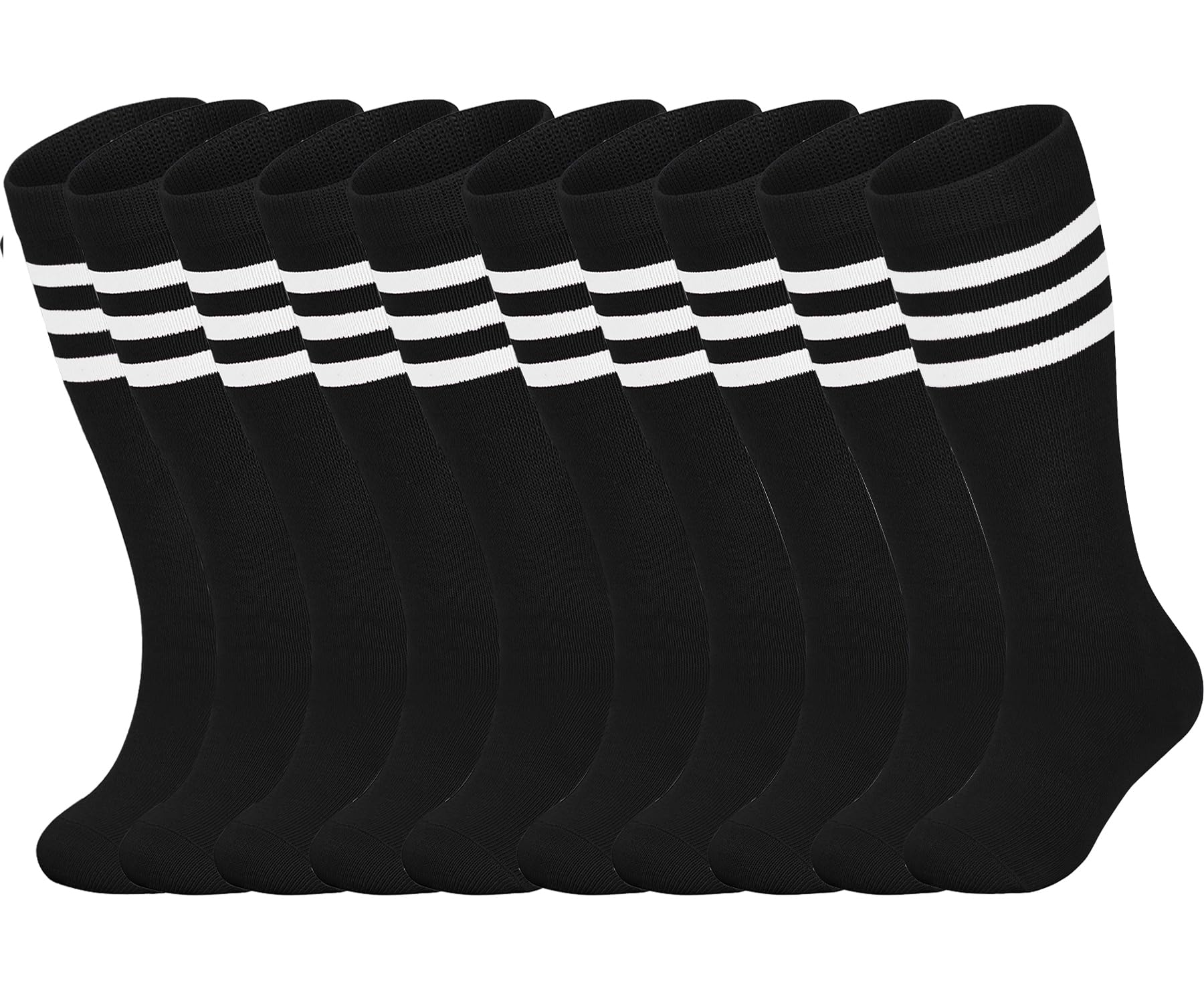 ENBAOHUI 5 Packs Toddler Soccer Socks - Knee High Tube Socks for Boys & Girls, Breathable Cotton Athletic Socks for Kids Soccer, Basketball & Sports Activities