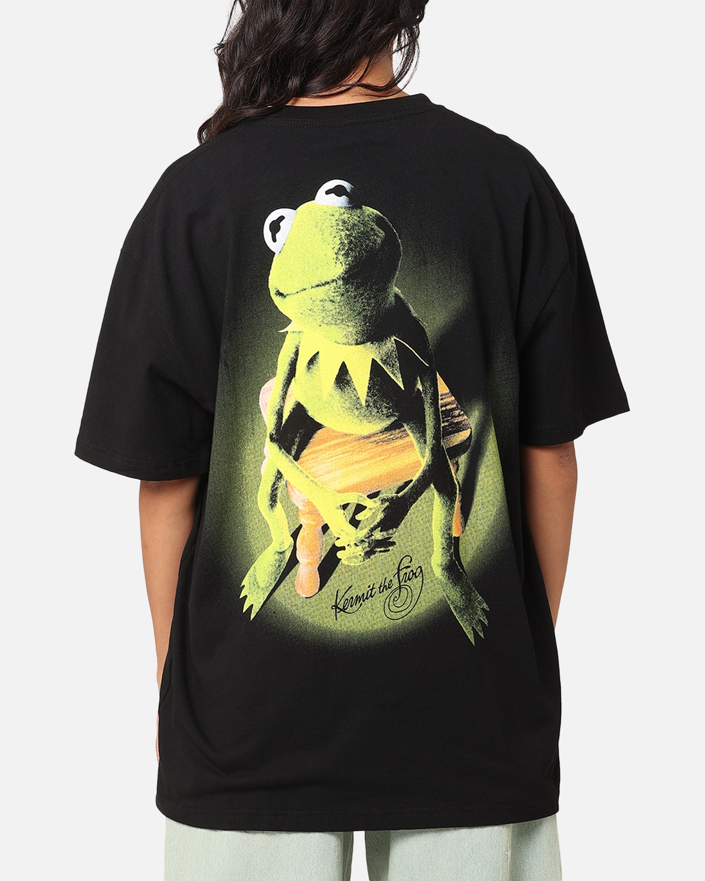 Vintage Disney The Muppets Kermit the Frog Heavy Cotton T-Shirt Black - Casual Wear, Cosplay & 90s Retro Fashion