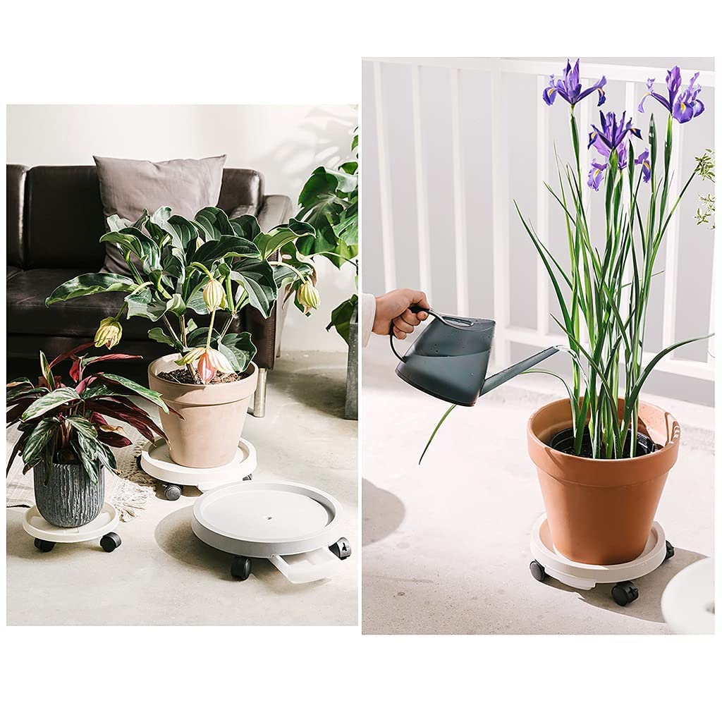 Adjustable Rolling Plant Stand 11-17 Inch - Heavy Duty Flower Pot Mover with 360° Swivel Casters - Indoor/Outdoor Garden Dolly Trolley for Potted Plants - Perfect for Home, Patio, Balcony & Greenhouse (Beige, 15.6 Inch)
