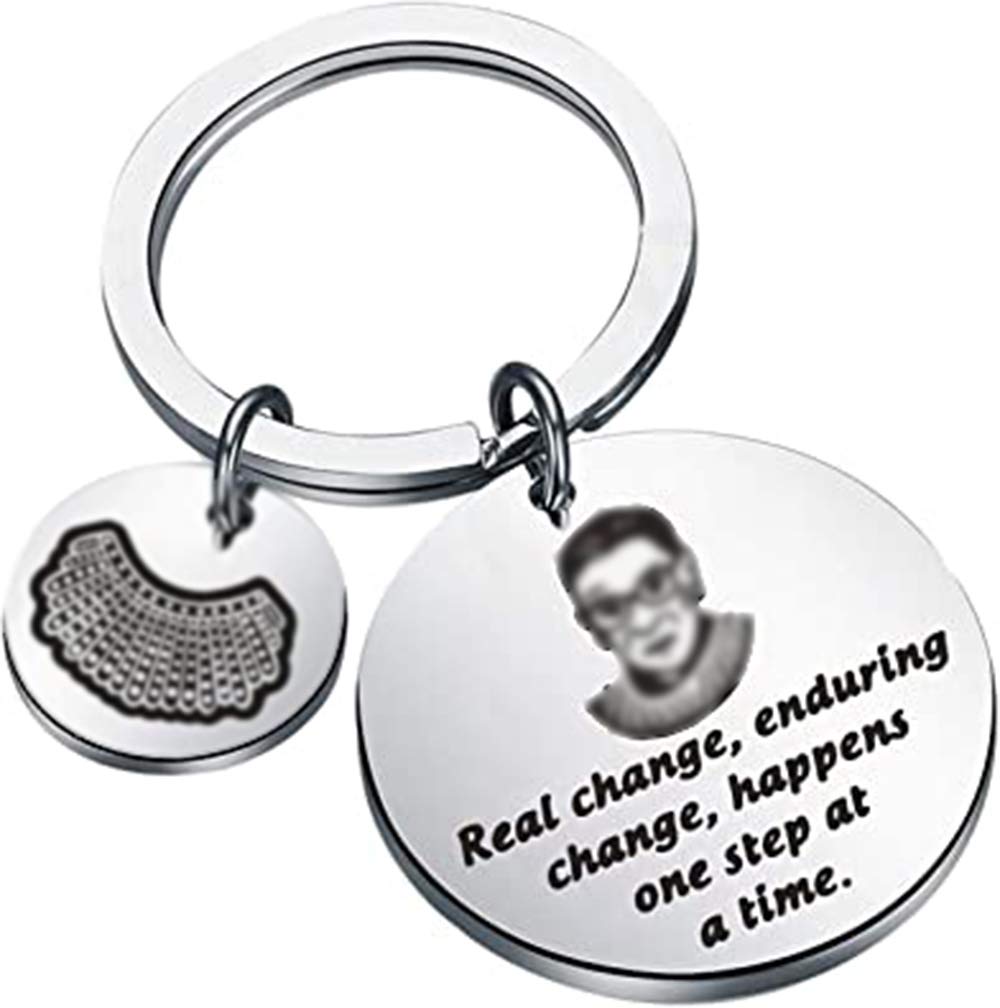 UJIMS R Bader G Inspired Quote Keychain for Female Lawyers - 'It Happens One Step At A Time' Motivational Jewelry Gift - Perfect for Law Graduates, Attorney Appreciation & Women's Empowerment Gifts