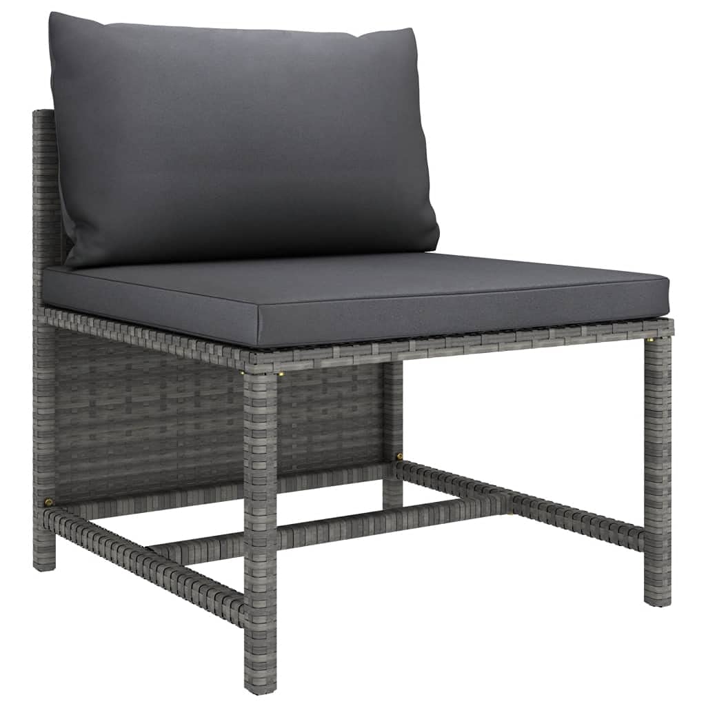 7-Piece Outdoor Patio Lounge Set - Gray & Anthracite Poly Rattan Garden Furniture with Removable Cushions & Convertible Footstool - Modular Arrangement for Backyard, Poolside, or Terrace Relaxation