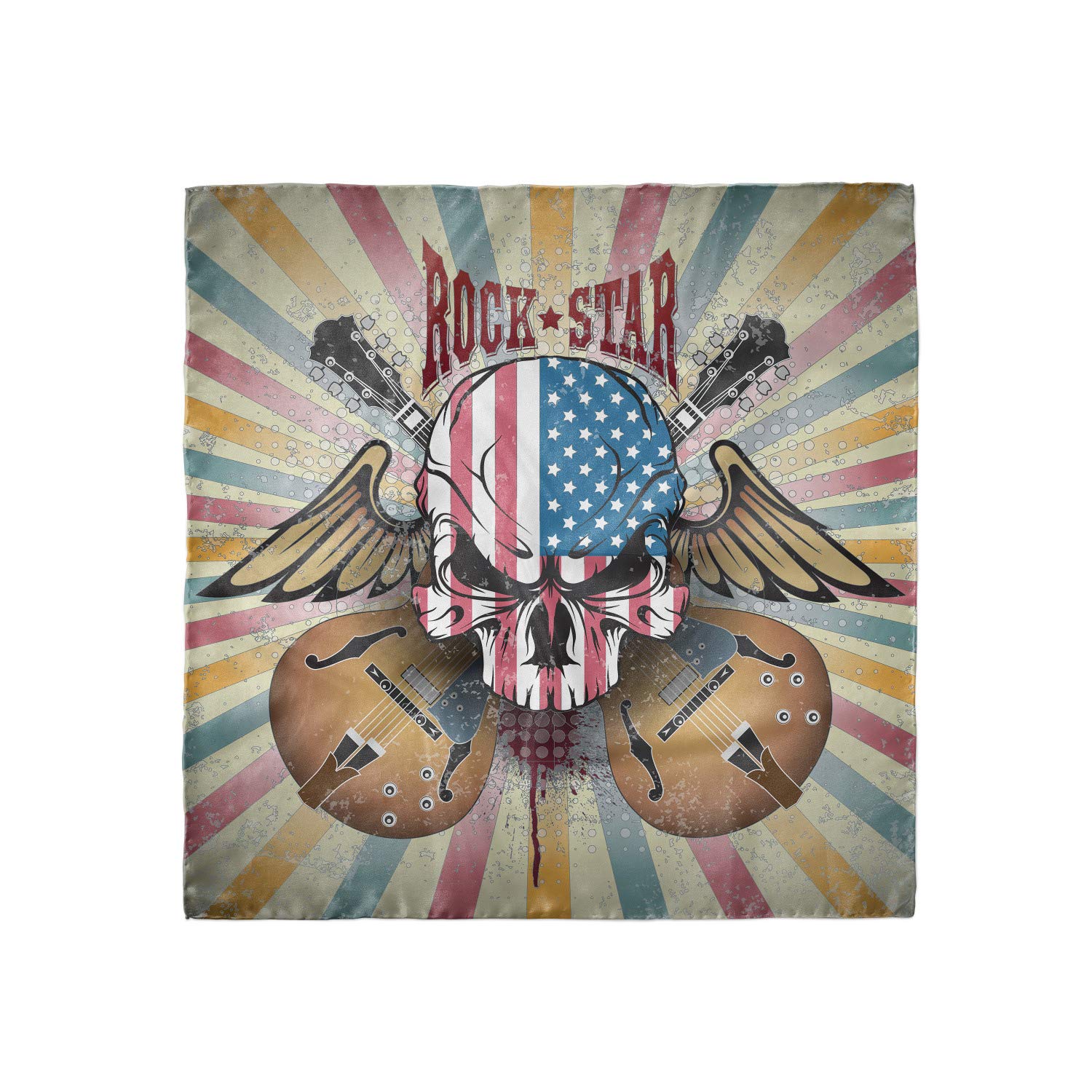 Ambesonne Guitar Hair Scarf - Angry Skull American Flag Head Wrap for Women | Stylish Bandana for Concerts, Music Festivals & Outdoor Activities