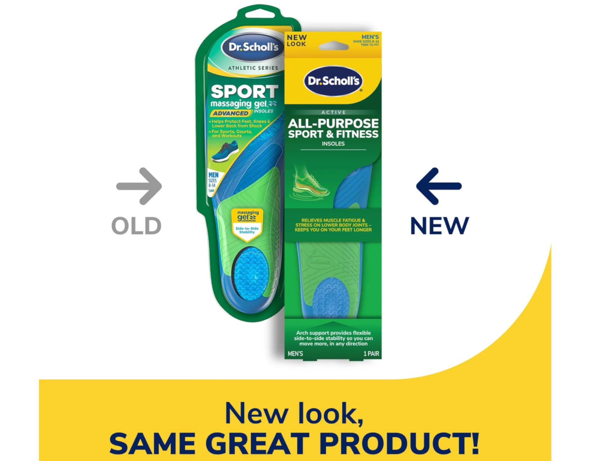 Dr. Scholl's Massaging Gel Sport Insoles for Men - Cushioning & Support (Size 8-13, 2-Pair Pack) - Perfect for Running, Walking & High-Impact Sports
