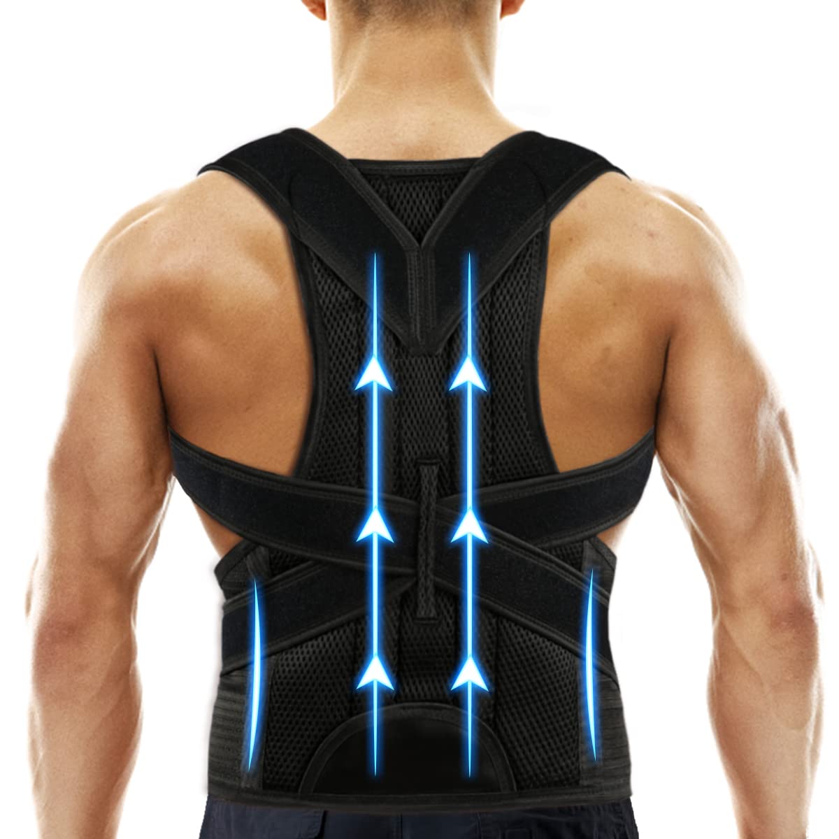 Adjustable & Breathable Posture Corrector Back Brace for Women & Men - Lumbar Support for Waist, Back & Shoulder Pain Relief - Improves Posture (Size L 33
