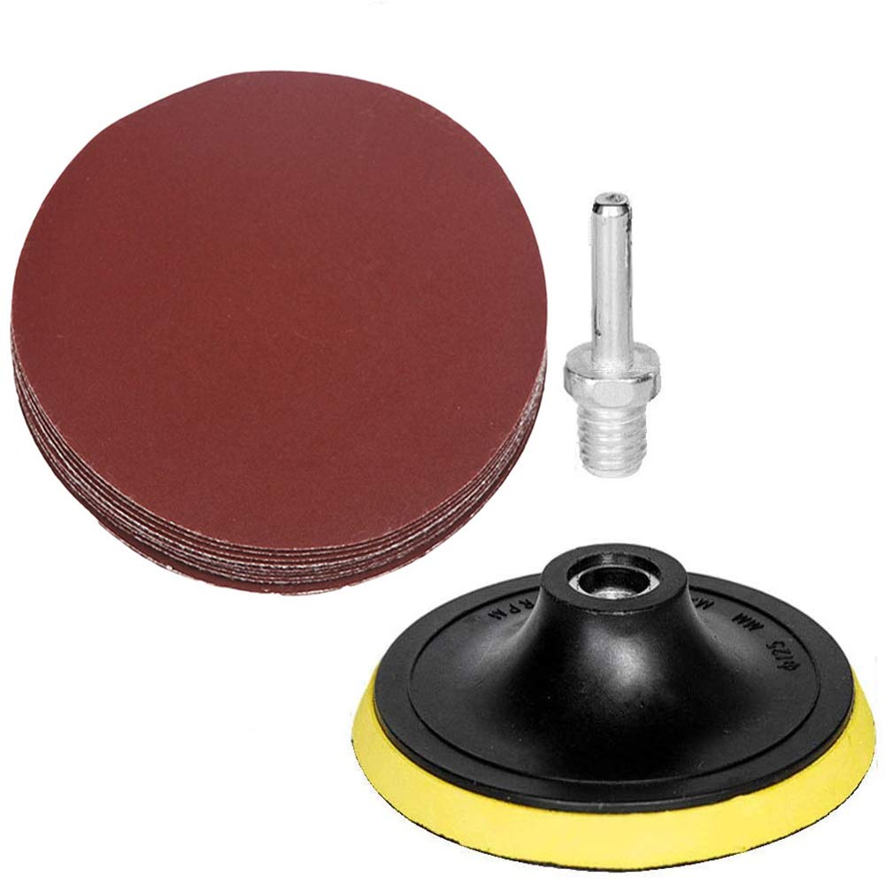 HIFROM 5-Inch/125mm Hook and Loop Sanding Backing Pad with M14 Drill Adapter - 50-Piece 800 Grit No-Hole Sandpaper Assortment for Random Orbital Sander, Grinder, and Polishing - Perfect for Woodworking, Metal Finishing, and DIY Projects