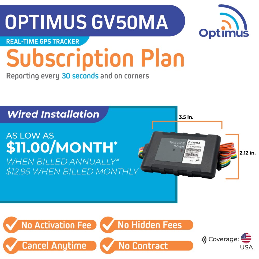 Optimus GV50MA GPS Tracker for Vehicles - Car & Truck Tracking Device