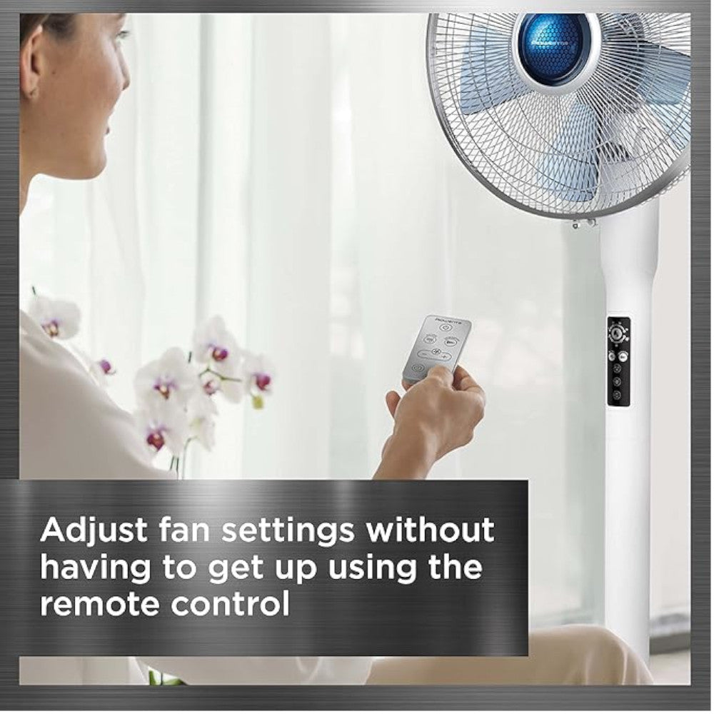 ROWENTA VU5870 Turbo Silence Extreme Stand Fan with Automatic Oscillation - Powerful Quiet Cooling for Home, Office & Bedroom - Ideal for Summer, Indoor Use & Air Circulation