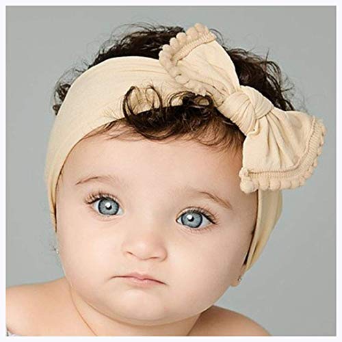CanB Baby Hair Bow Headband - Stretchy Knot Nylon Headbands for Infants & Toddlers - Soft Ivory Baby Accessories for Girls, Birthday Gifts & Photo Shoots