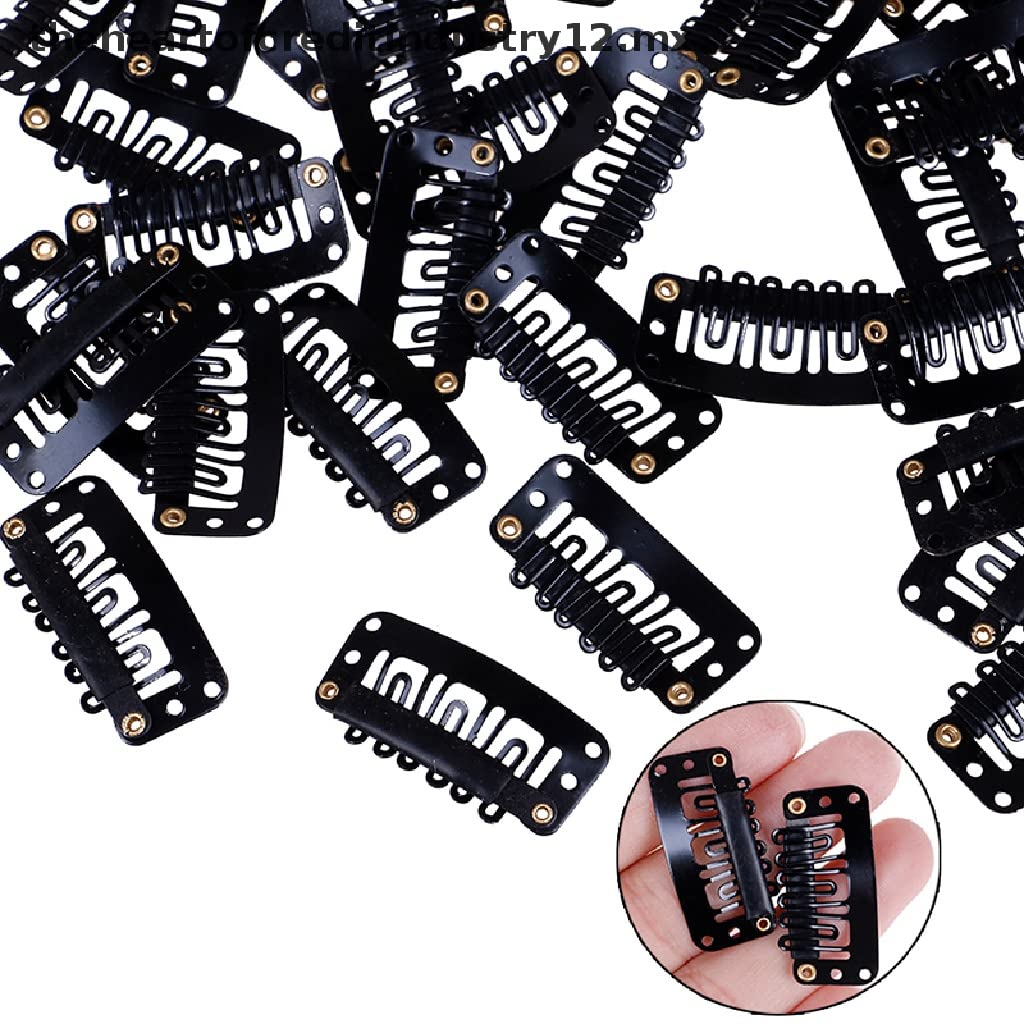 AKADO 12PCS Clip-in Hair Extensions - 32mm Snap Clips for Wigs & Hairpieces, Medium Remy Human Hair, Black Hair Styling Accessories for Volume & Length - Perfect for Parties, Weddings & Daily Hairstyles