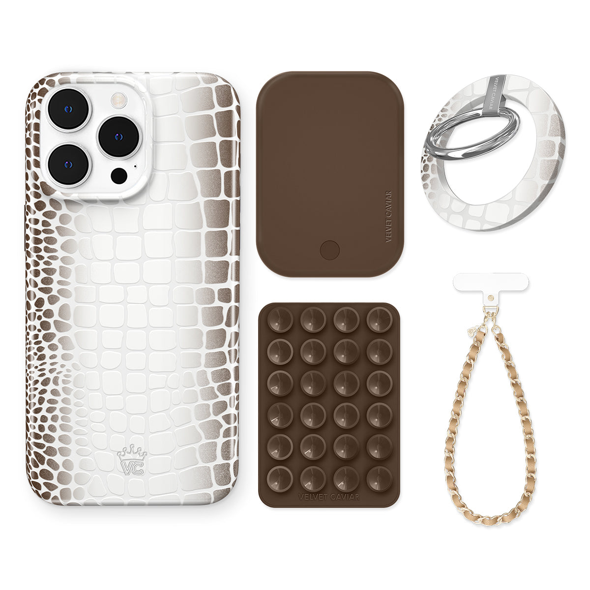 Himalayan Salt Croc iPhone Grip Holder - Non-Slip Phone Stand for Desk, Car, and Home Use - Perfect for Watching Videos & Hands-Free Calling