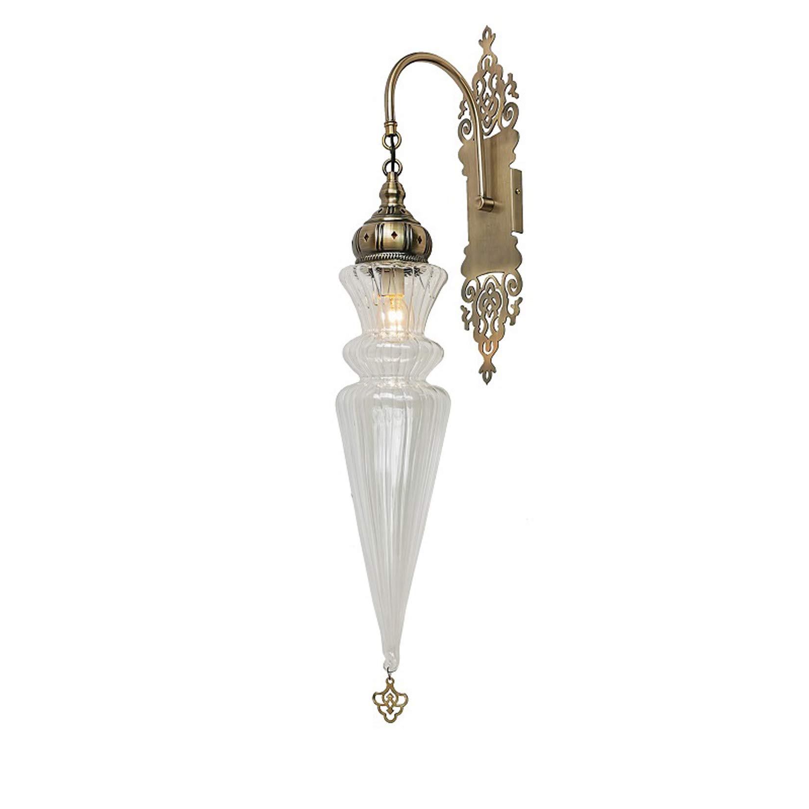 Turkish Bohemian Moroccan Glass Sconce Wall Lamp - Transparent White Lantern Light for Living Room, Bedroom, Hallway, Balcony, Cafe & Bar - Perfect for Ambient Lighting and Home Decor