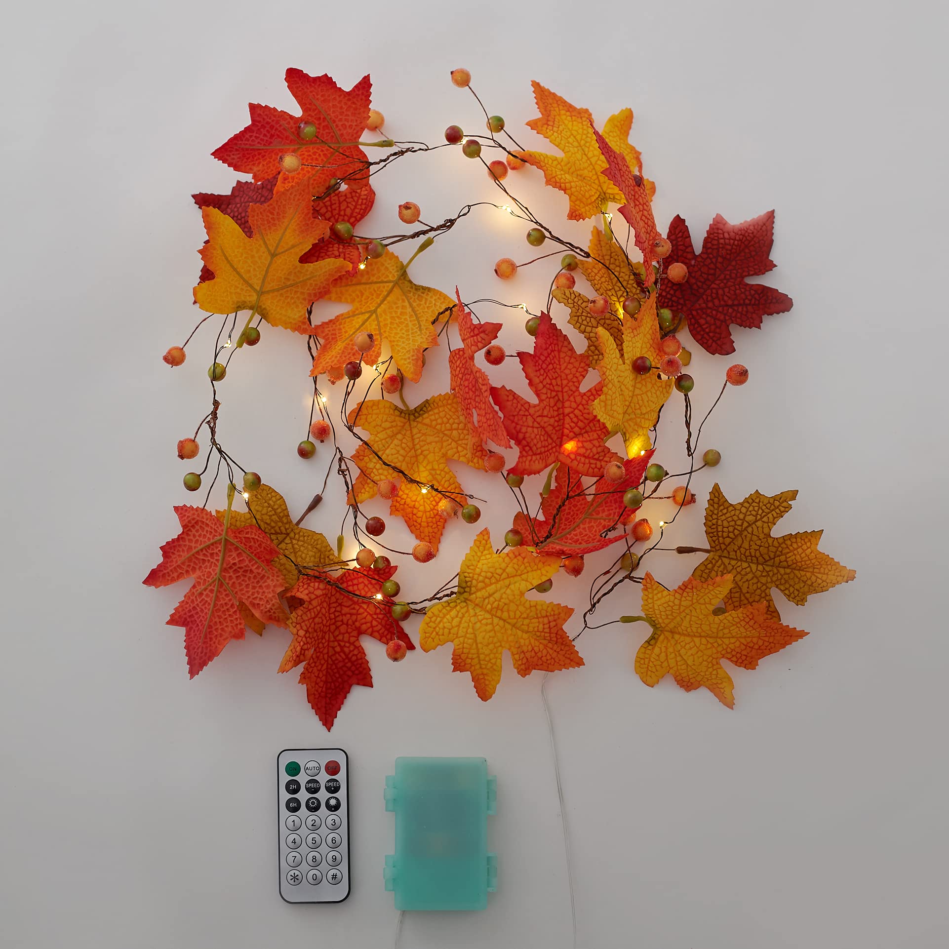 Fall Fairy Lights - Battery Operated Maple Garland for Thanksgiving & Indoor Decor