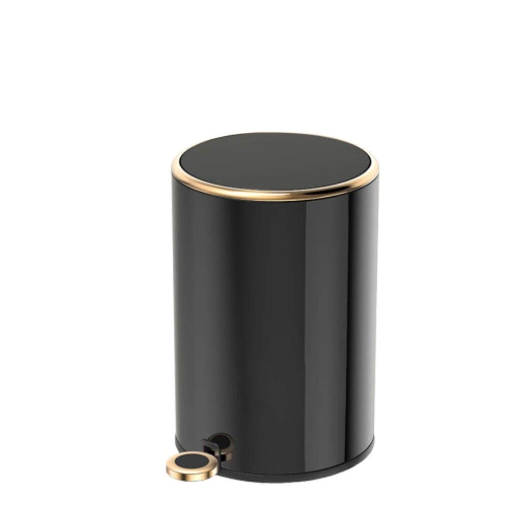 ZLASS Stainless Steel Trash Can with Pedal - 6L Kitchen & Bathroom Garbage Bin for Home, Office, Living Room & Bedroom - Durable & Stylish Waste Basket (Black) - Perfect for Waste Disposal in Any Room