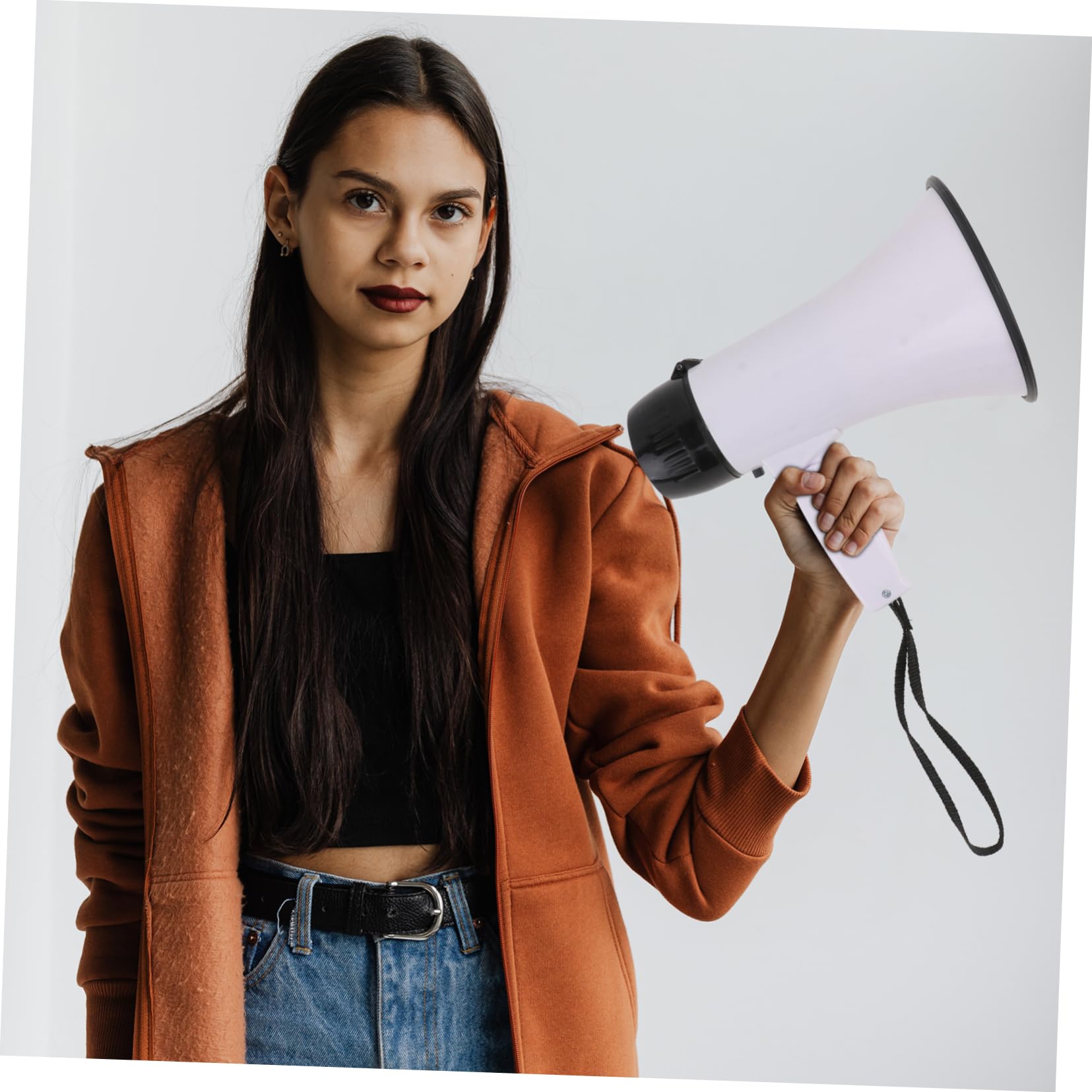 Gogogmee 1PC Wireless Microphone Speaker - Portable Mini Megaphone with Rechargeable Battery, Bullhorn & Air Horn Function - White | Perfect for Outdoor Events, Sports Games & Emergency Situations