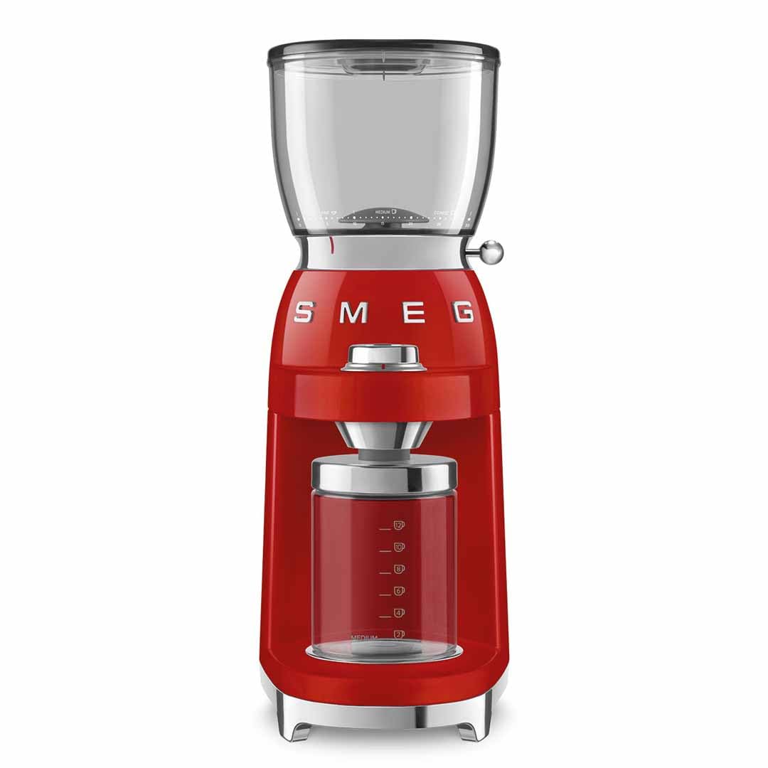 SMEG 50's Retro Style Electric Coffee Grinder - Tritan Renew BPA-Free, 150W, Red - Perfect for Home Kitchen, Coffee Shop & Office Use