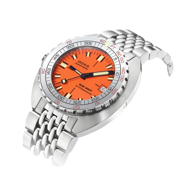 SUB 300T Aristera Professional 42.5mm Orange Diver Watch with Stainless Steel Bracelet - Perfect for Scuba Diving, Water Sports & Everyday Wear