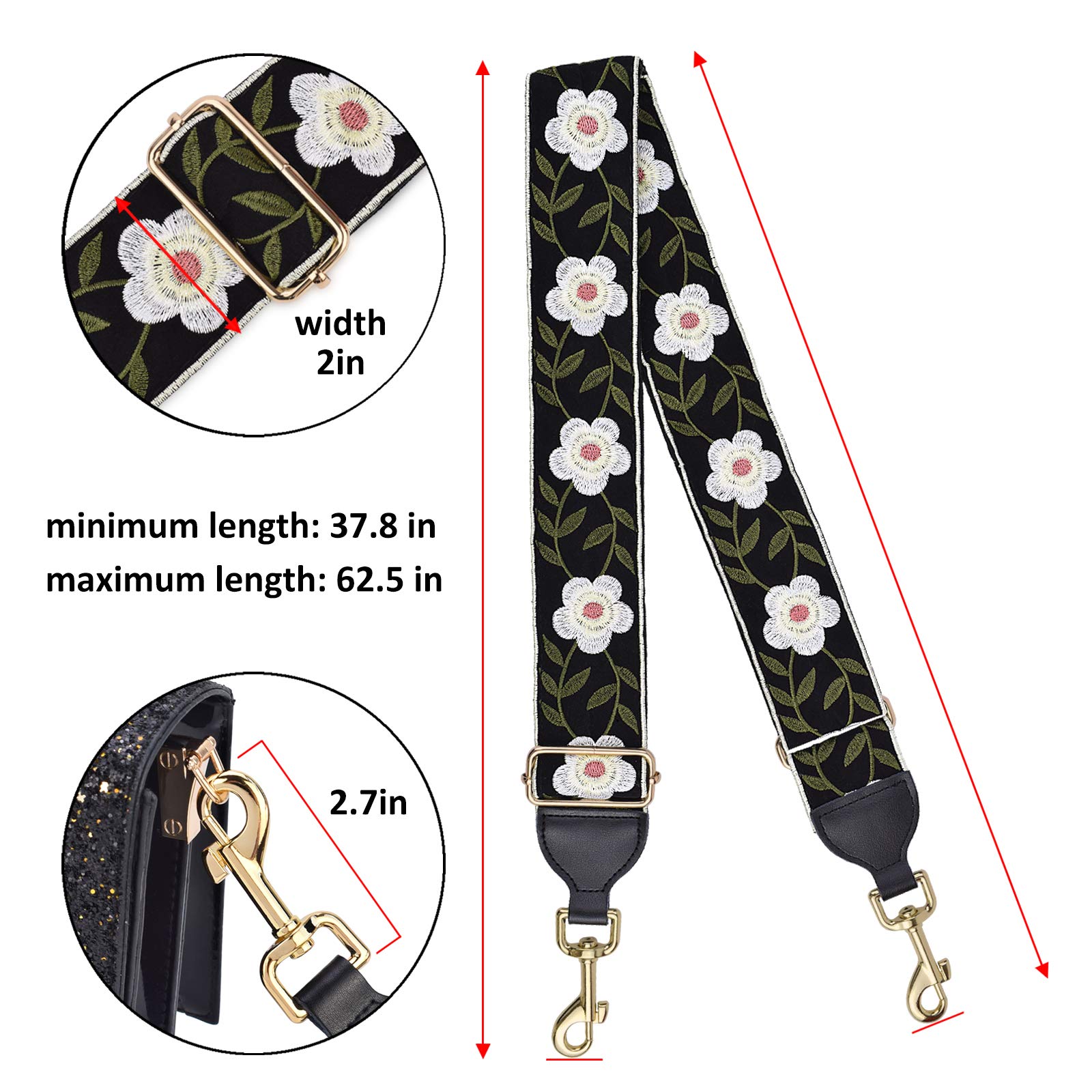 CLOUDMUSIC Handbag Strap Replacement - Adjustable Shoulder Crossbody Purse Strap for Women & Girls | Perfect for Everyday Use, Travel & Fashion Accessories