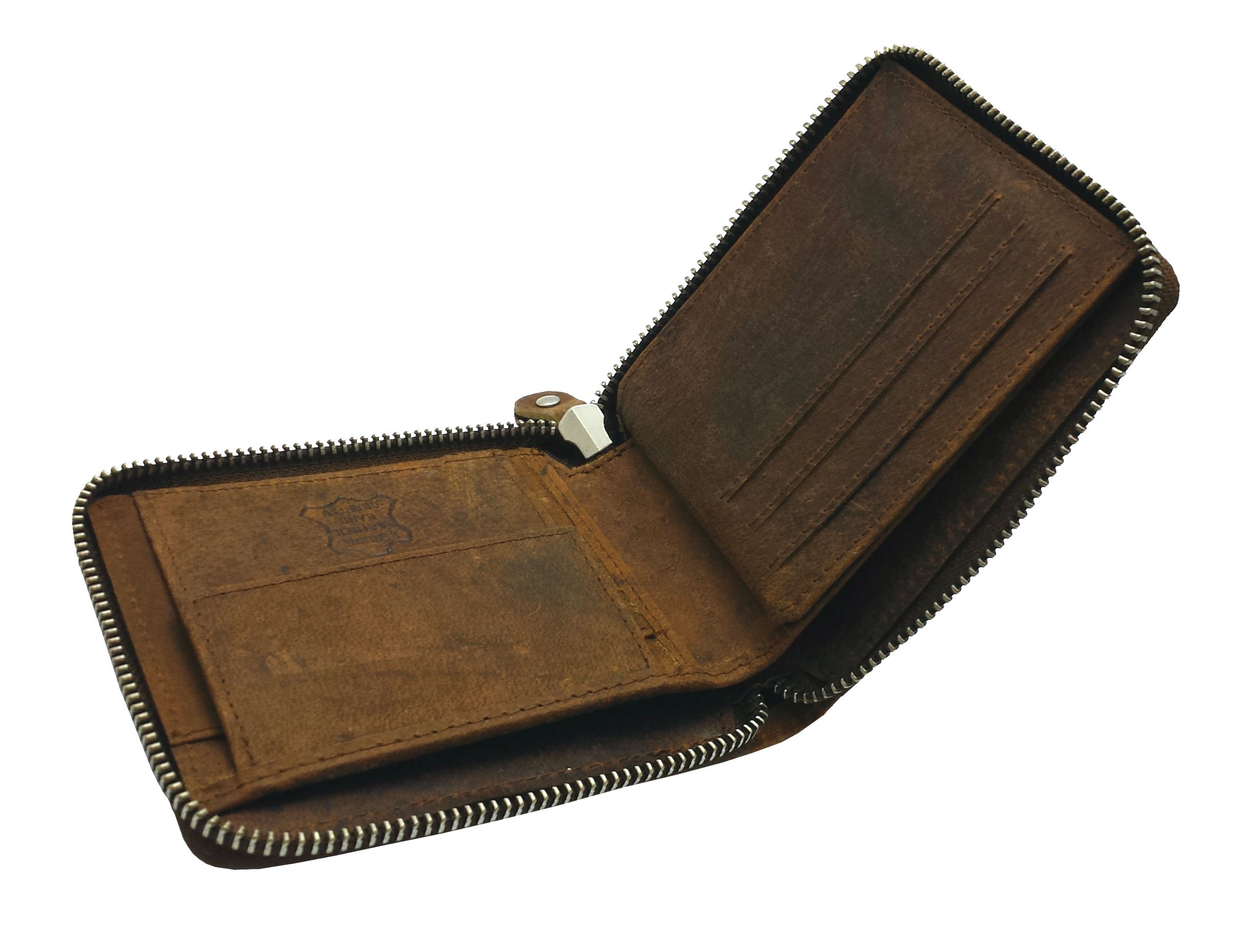 J. Wilson London RFID Blocking Men's Genuine Leather Zip Around Wallet with Coin Pocket - Distressed Brown - Gift Box Included | Secure Travel & Everyday Use Wallet for Credit Cards & Cash