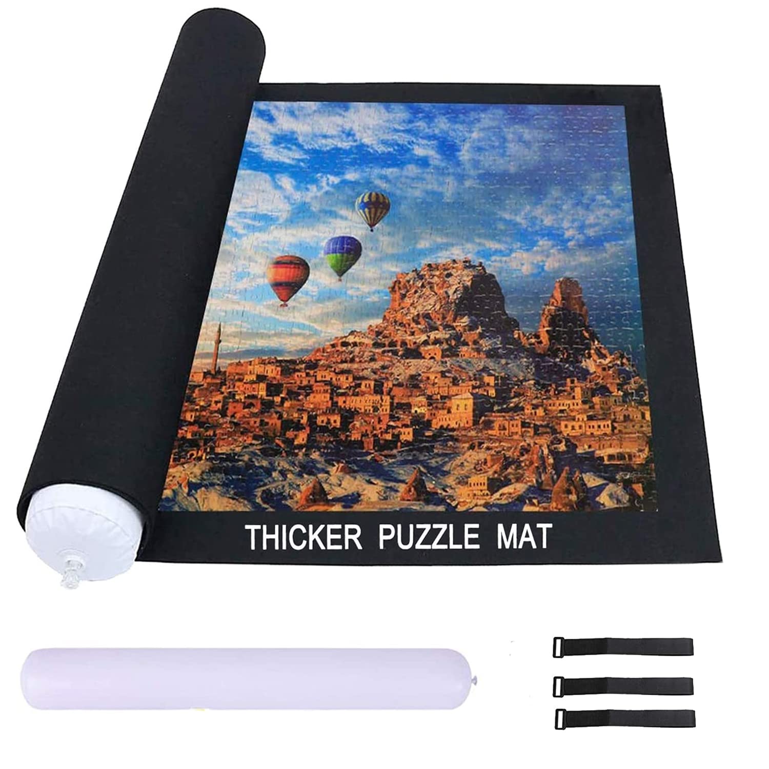 Celawork Puzzle Mat for 1500, 2000, 3000 Piece Jigsaw Puzzles - Non-Slip Rolling Storage Mat (Black, 1500 Pieces) - Perfect for Puzzle Organization & Protection During Game Nights or Family Activities