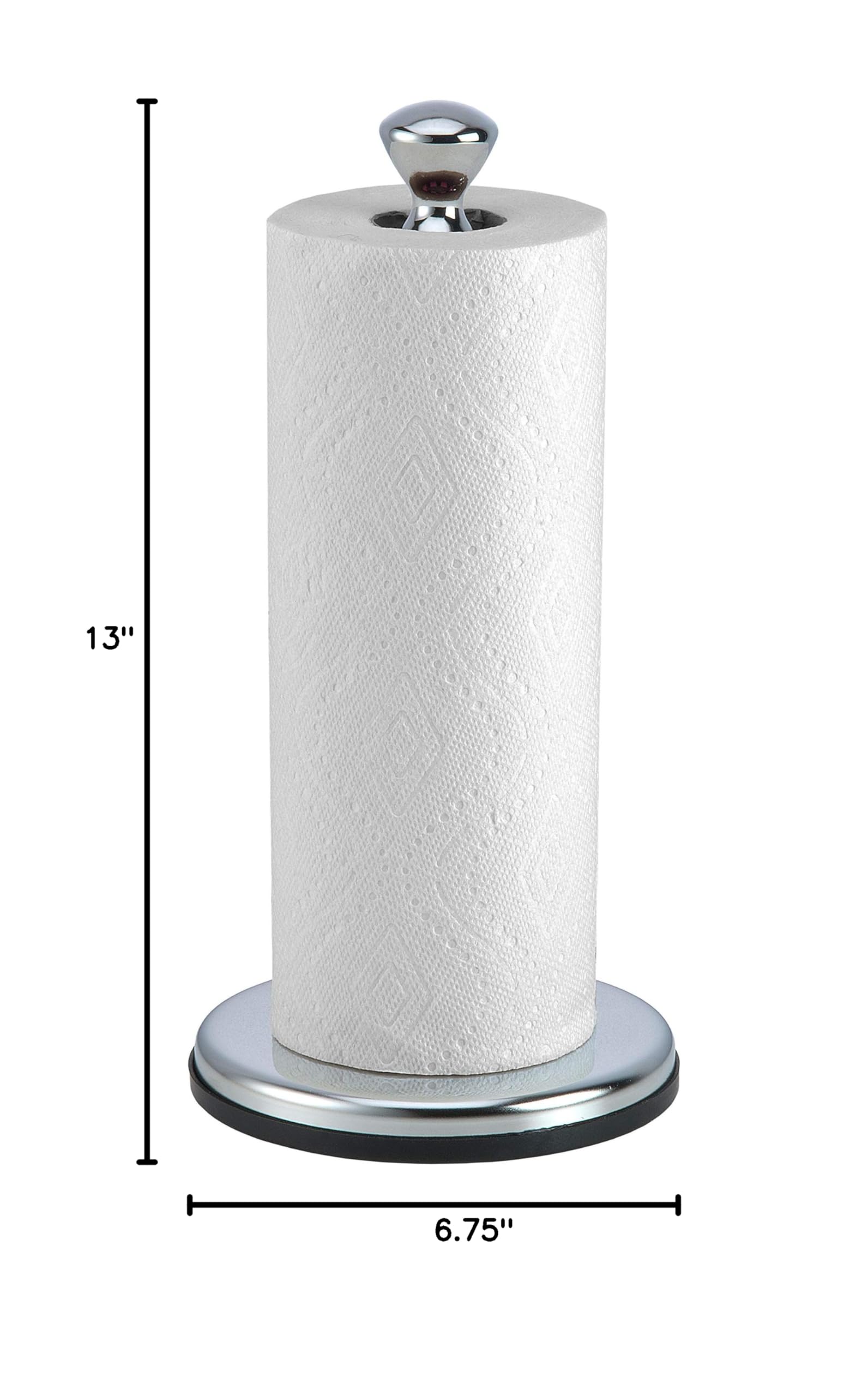 Prodyne M-914-M Silver Tap & Tear Paper Towel Holder - One Size - Convenient Kitchen & Bathroom Organizer for Easy Access