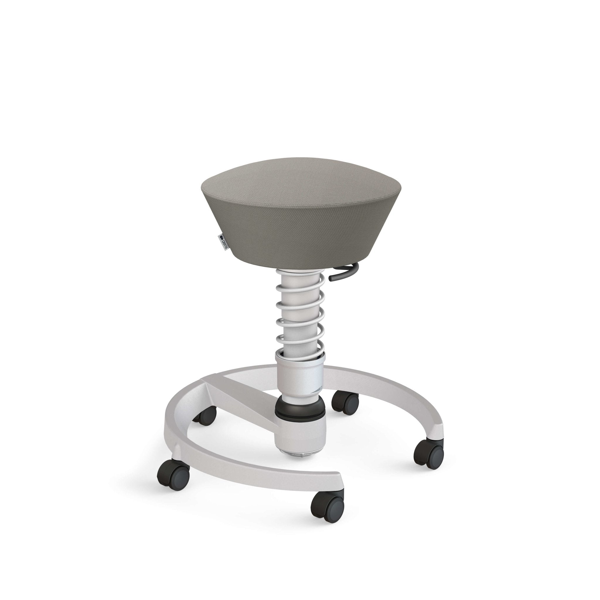 Aeris Swopper Active Sitting Stool with Casters - Light Grey Metallic Finish for Office, Home & Ergonomic Workspace