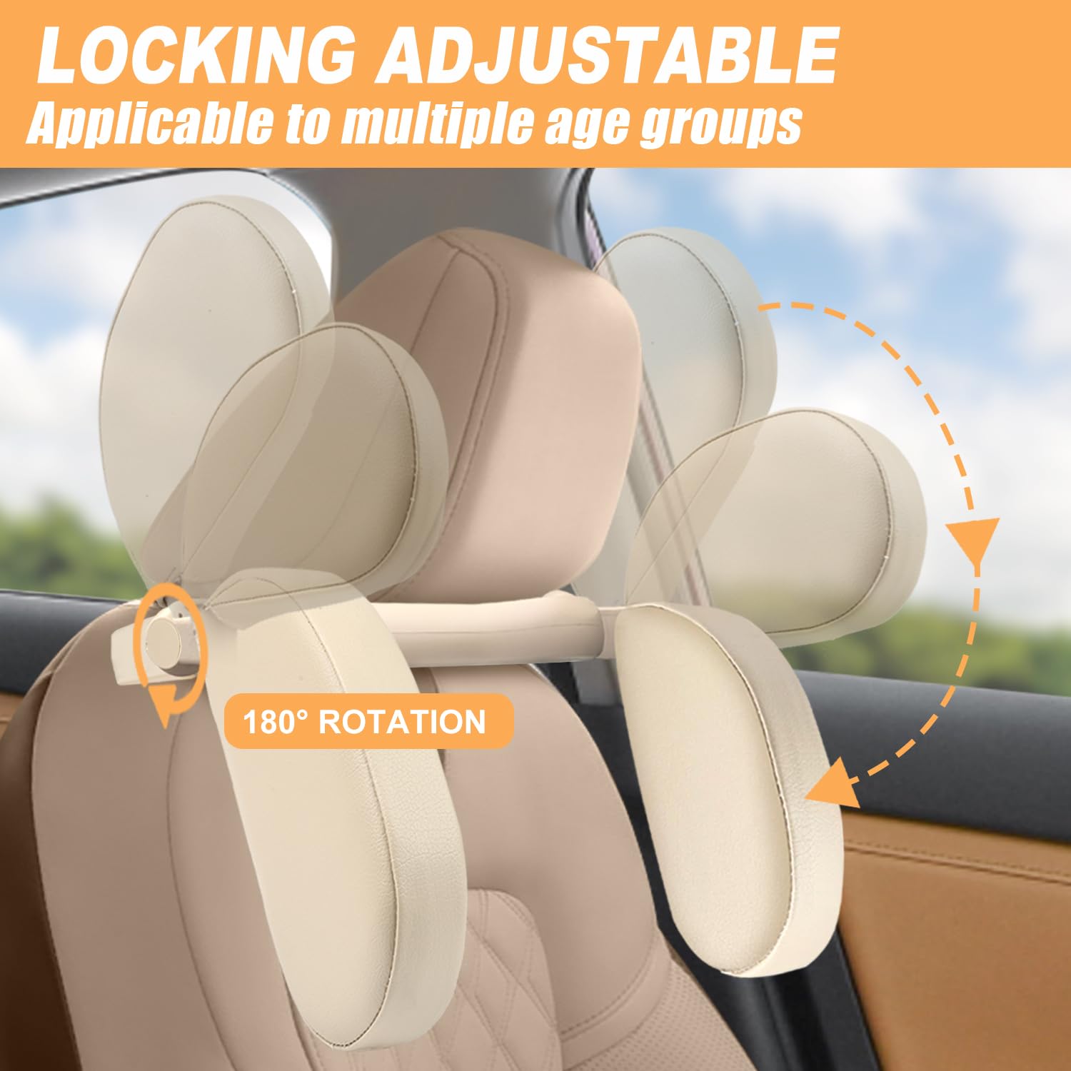 Ergonomic U-Shape Car Neck Pillow for Travel - Comfortable Headrest Support for Kids & Seniors - Perfect for Road Trips, Long Drives & Airplane Sleep