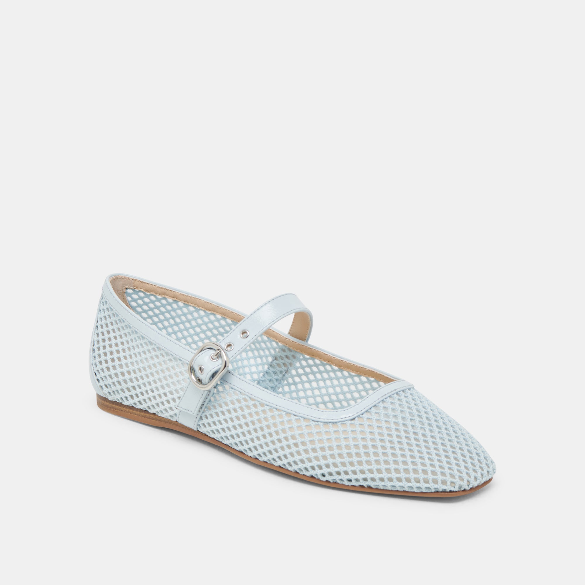 RODNI Women's Light Blue Mesh Ballet Flats - Breathable Comfortable Slip-On Shoes for Casual Wear, Work & Travel