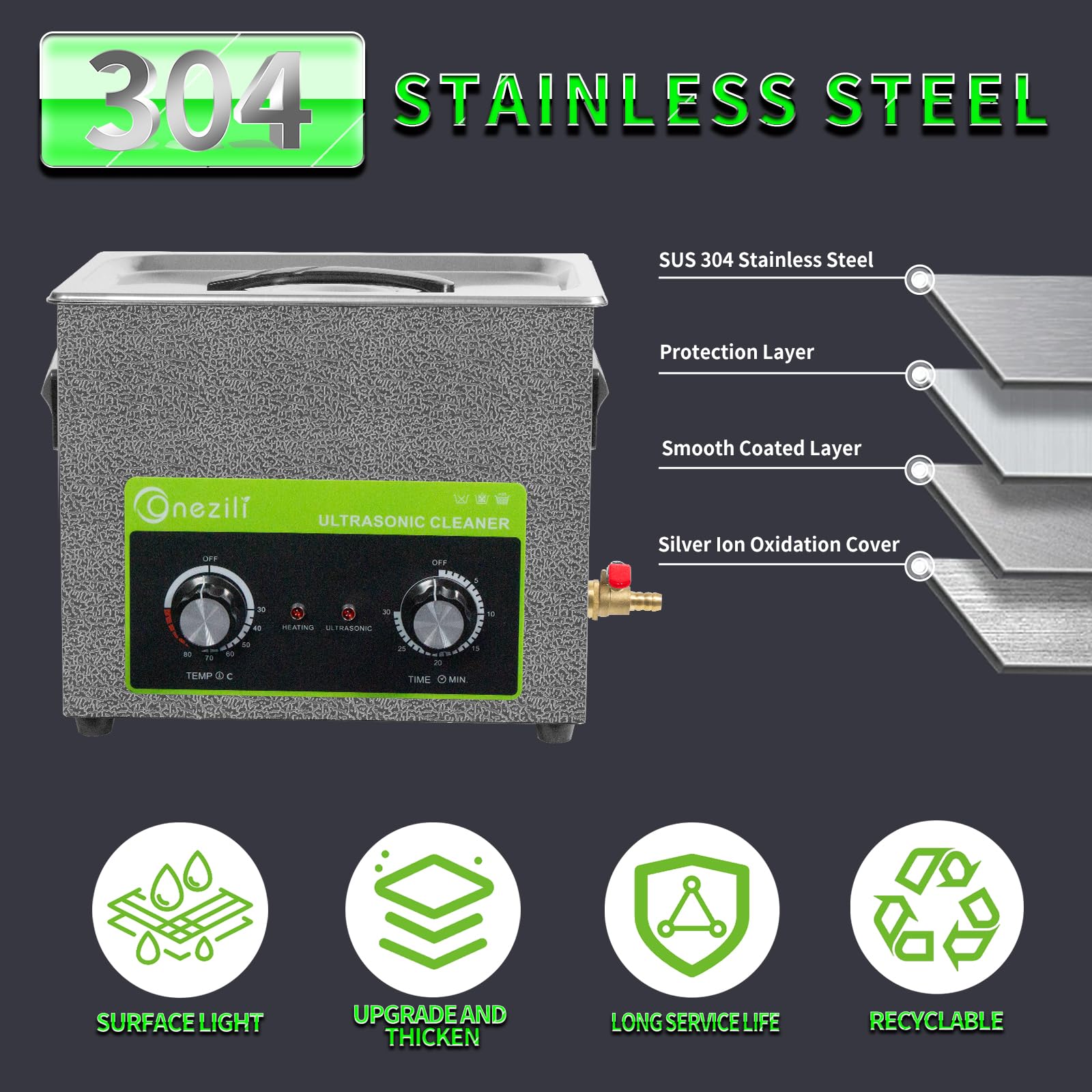 ONEZILI 6L Ultrasonic Cleaner with Timer & Heater - 180W High Power Cleaning Machine for Jewelry, Watches, Carburetor Parts, Brass Components | Perfect for Home Jewelry Cleaning, Workshop Tool Maintenance, and Industrial Parts Degreasing