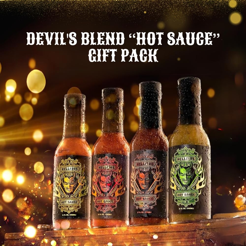 **Hellfire Devil's Blend Red Jalapeno Hot Sauce – Award-Winning Gourmet Hot Sauce, Rich & Flavorful – 5 oz Bottle – Perfect for Tacos, Wings, Burgers & Spicy Food Lovers**