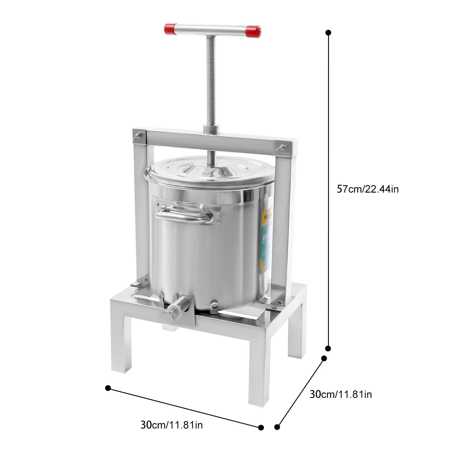10L Stainless Steel Fruit Press for Cider, Wine & Juice Making - Heavy Duty 304 Stainless Steel Crusher for Apples, Grapes & Berries - Perfect for Home Brewing, Winemaking & Fresh Juice Extraction