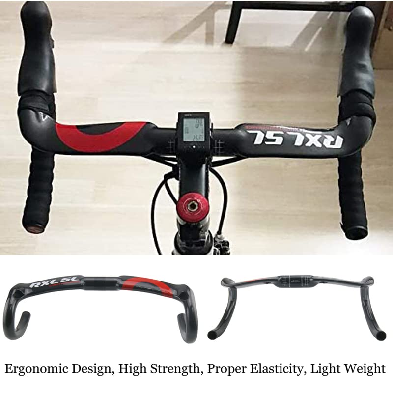 Premium Carbon Fiber Road Bike Drop Handlebars - 31.8mm Clamp, 44mm Drop - Lightweight Aero Design for Racing & Performance Cycling | Perfect for Road Bikes, Triathlon & Endurance Training